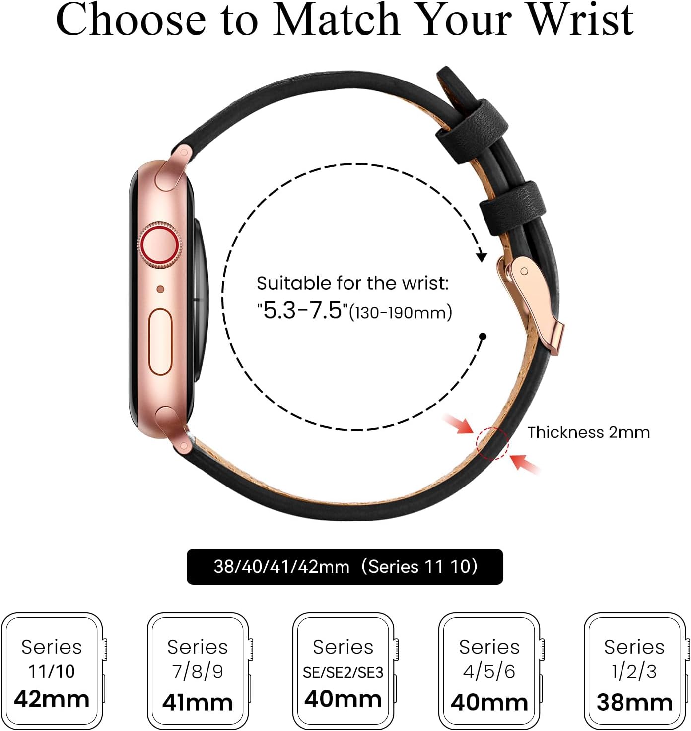 Detalle 2 de SUNFWR Leather Strap for Apple Watch 41mm