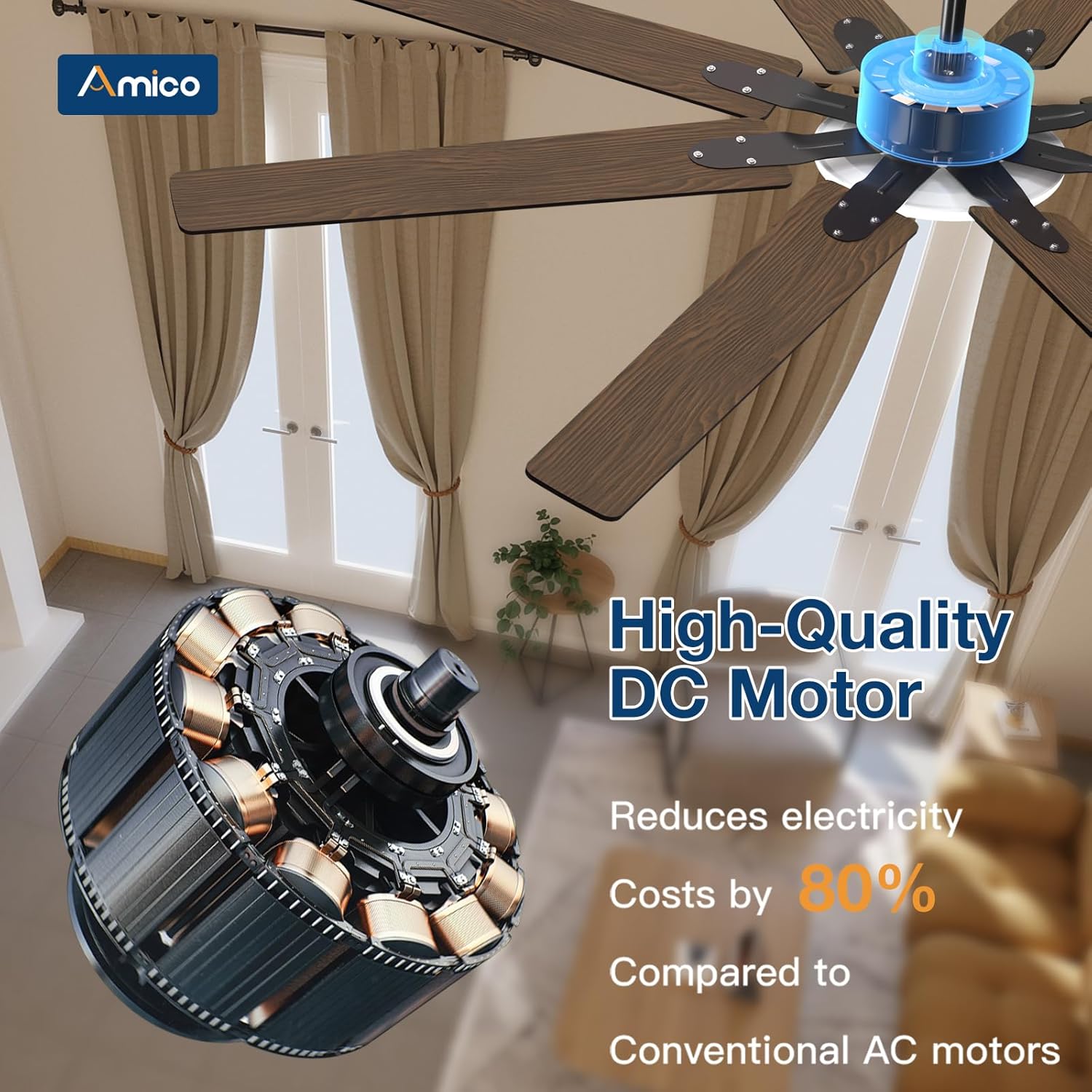 Thumbnail 5 de 72 inch Amico Ceiling Fan with Light