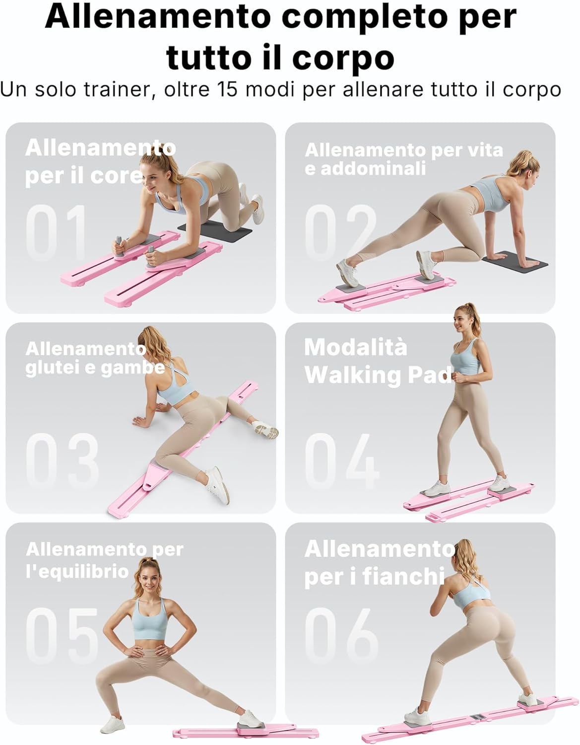 Detalle de MERACH Pilates Reformer Mini: 5 in 1 per casa, allenamento completo e compatto
