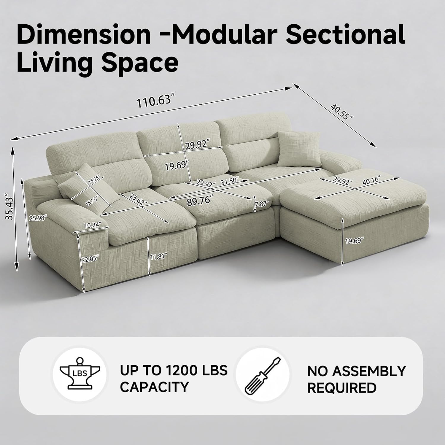 Detalle 2 de COOSYCO Sectional Sofa 110-Inch