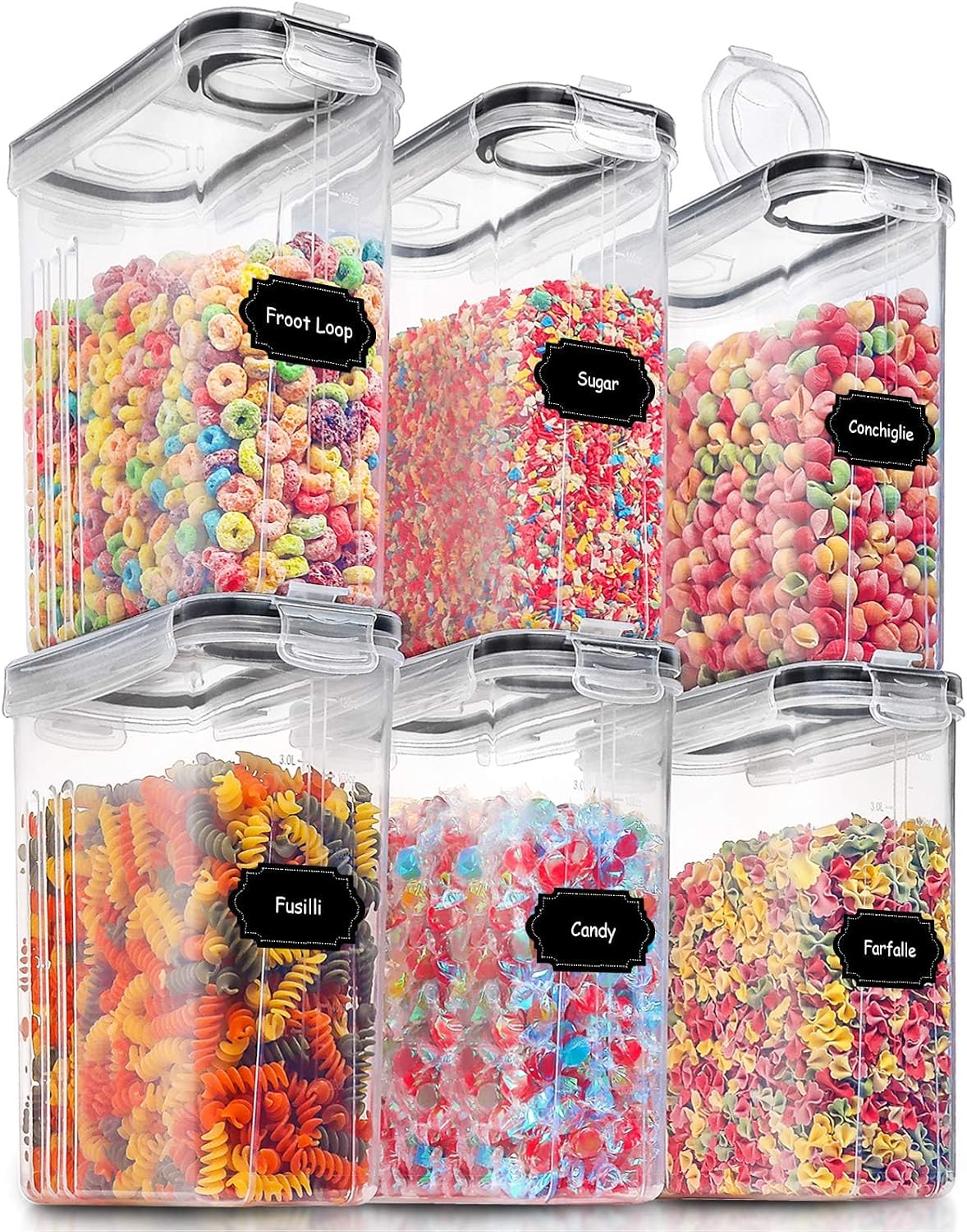 Detalle de PRAKI 4L Food Storage Containers, 6-Piece Stackable Set with Pour Spouts