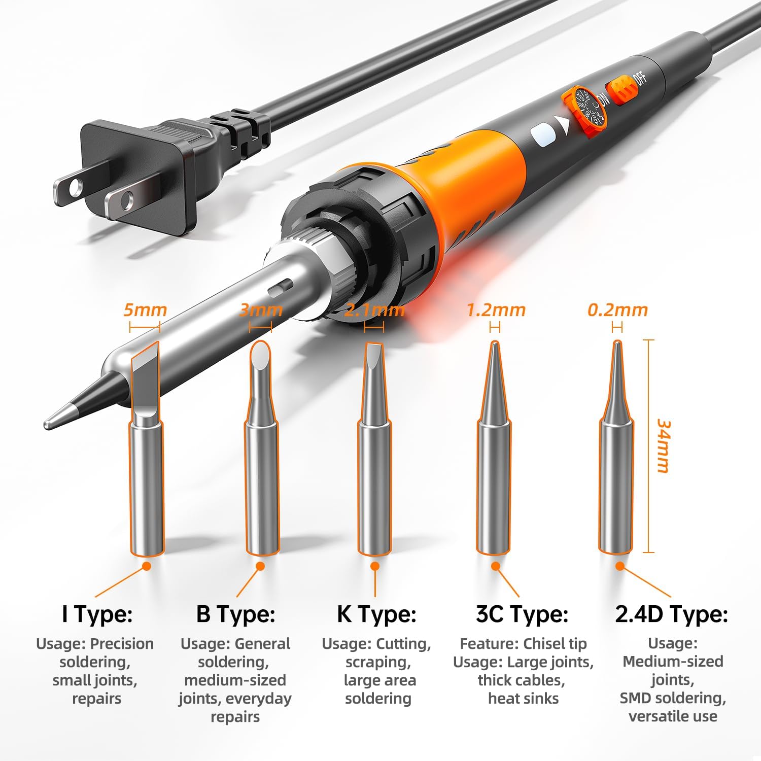 Detalle 2 de MEAKEST 60W Soldering Iron Kit, 12-in-1 with Ceramic Heater and Adjustable Temperature