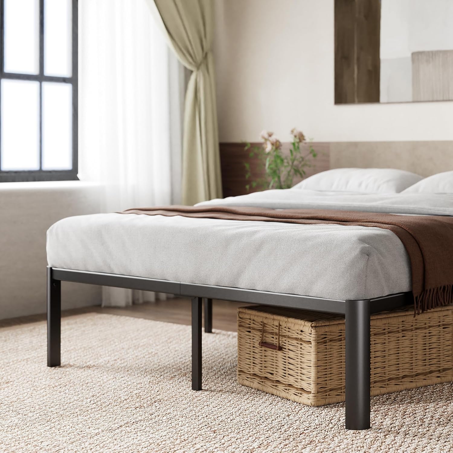 Thumbnail 6 de Zinus Van Rete Matrimoniale 160x190 cm – Struttura letto in metallo con doghe incluse, altezza 41 cm, colore nero