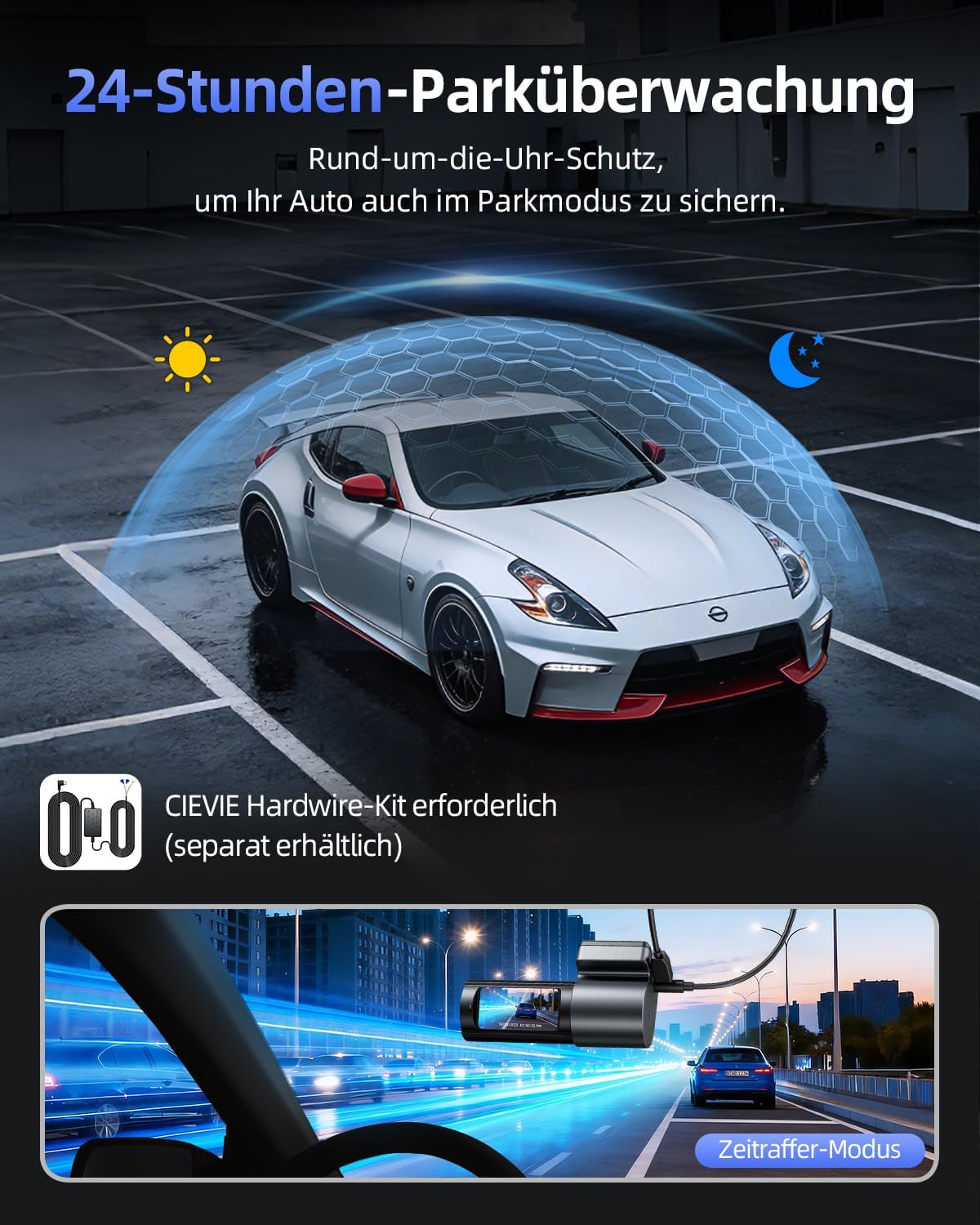 Thumbnail 6 de Dashcam Auto Vorne Hinten 4K+1080P mit 5,8GHz WLAN, 170° Weitwinkel und 64GB SD (G-Sensor, 24h Parküberwachung)