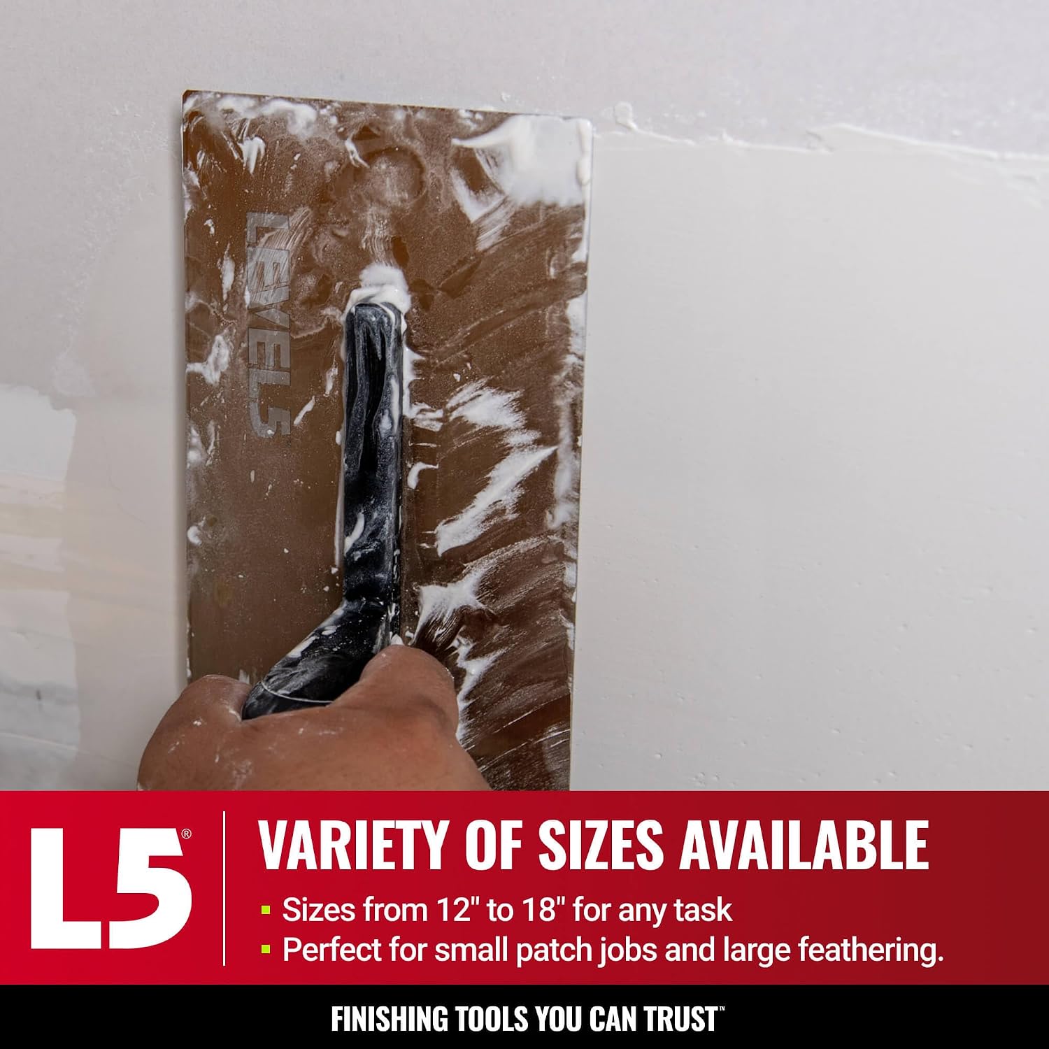 Detalle de LEVEL5 4-962 – szpachla do płyt g-k 35,5 cm, złote ostrze ze stali nierdzewnej