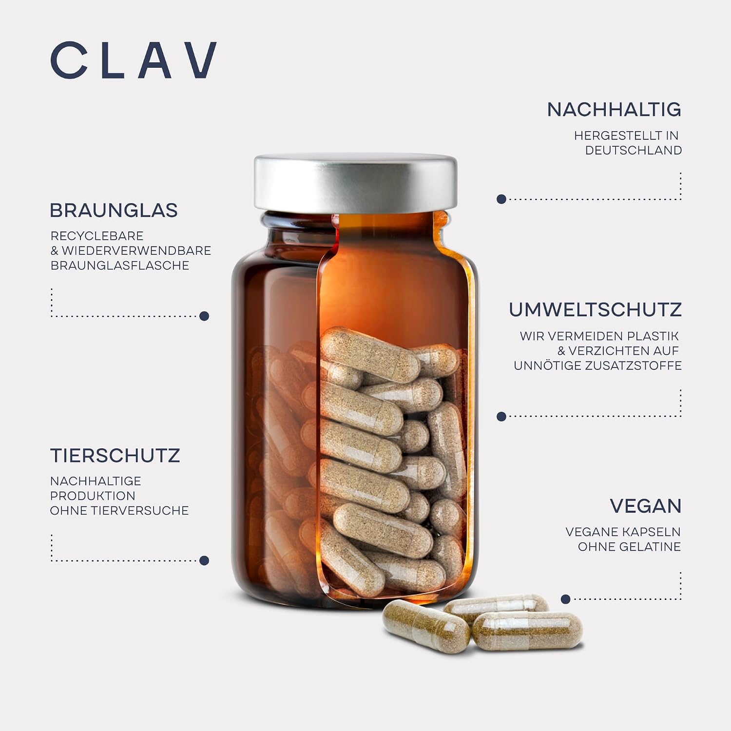Detalle de CLAV® 5-HTP Kapseln hochdosiert mit Vitamin B6 – 120 Kapseln à 100 mg