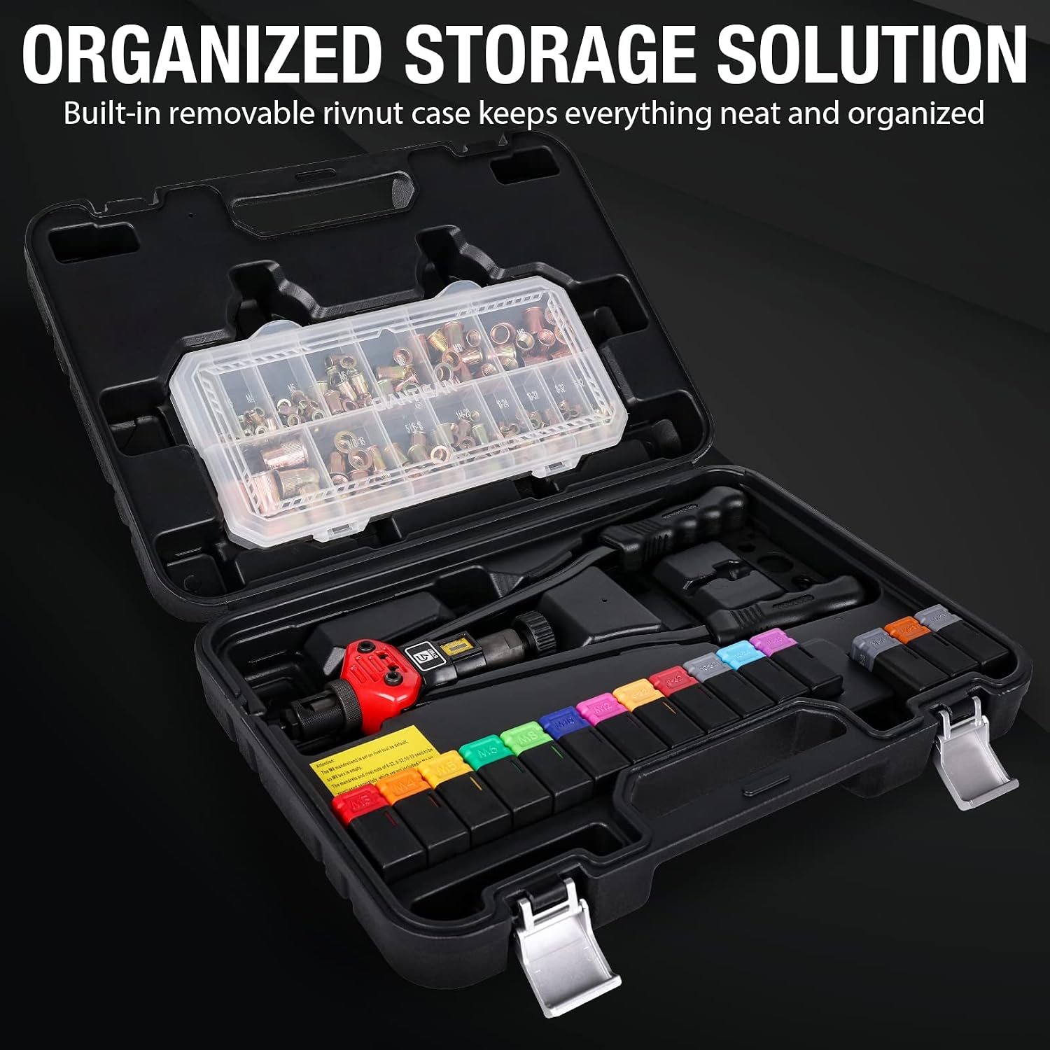 Thumbnail 1 de GIANTISAN 16-inch Rivnut Tool Kit with 15 Mandrels & 406 Rivnut Assortment