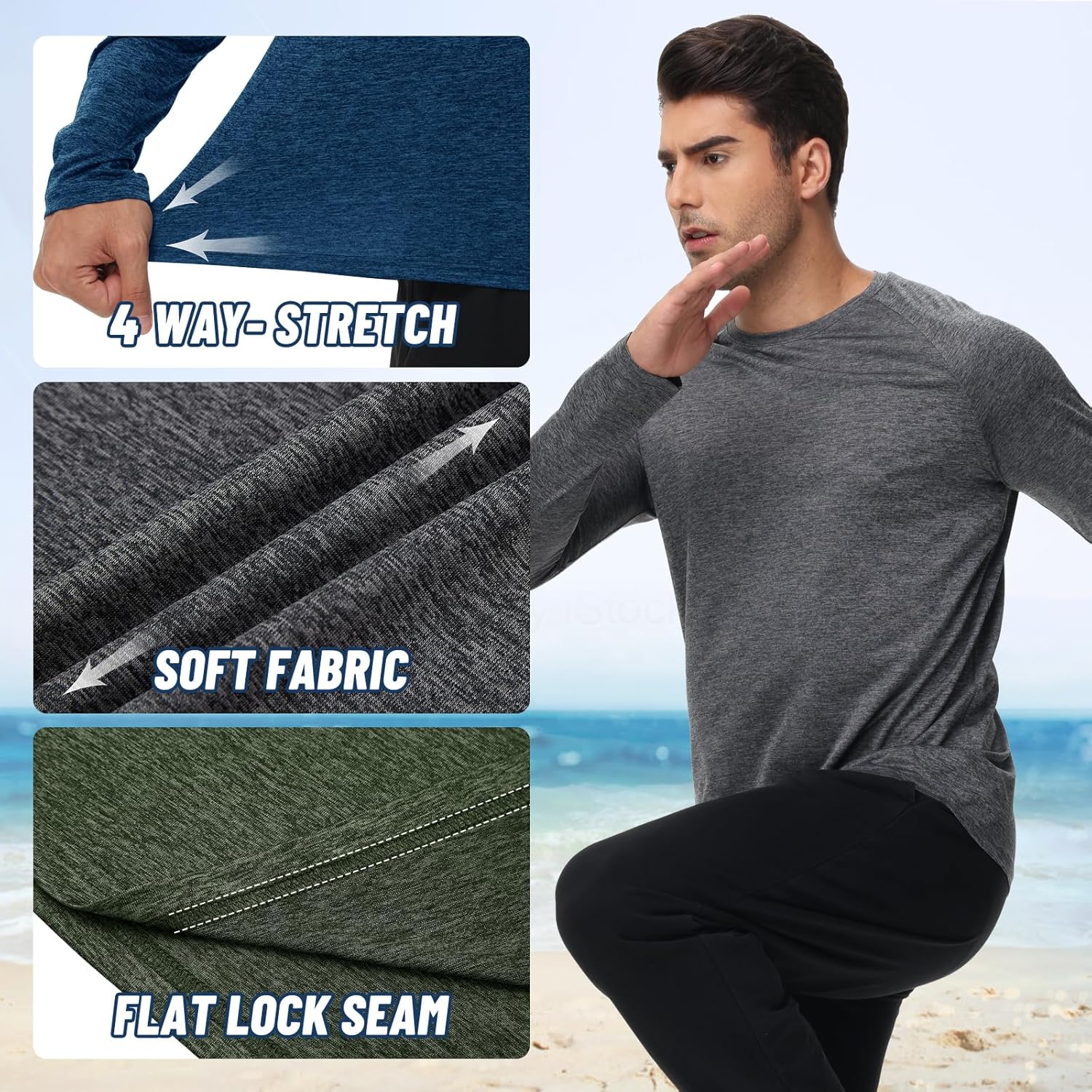 Thumbnail 3 de 3 Pack Long Sleeve Quick-Dry Shirts for Men ⚙