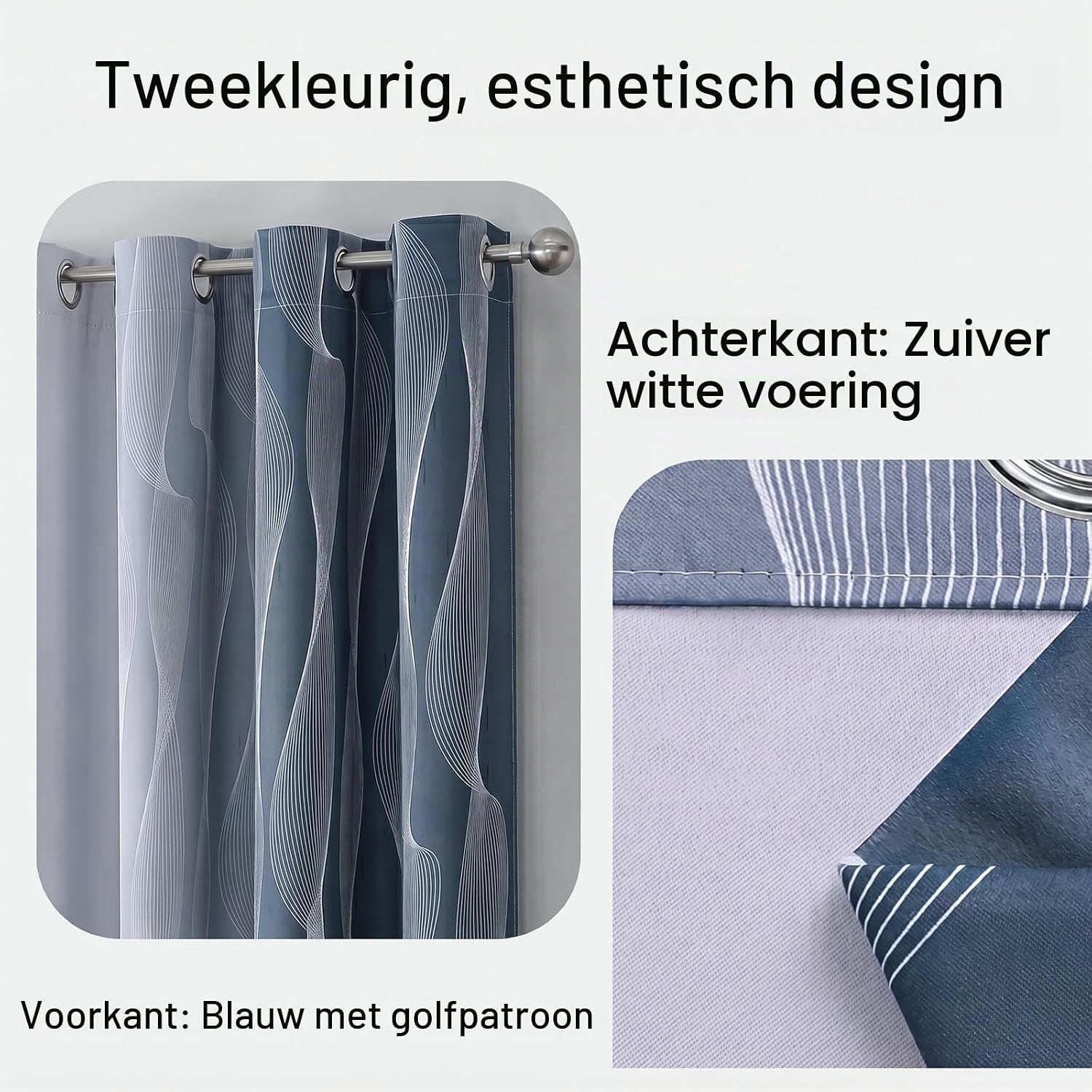 Detalle de Gazal Vole ombre gordijnen 140 × 200 cm, 2 panelen met ringen