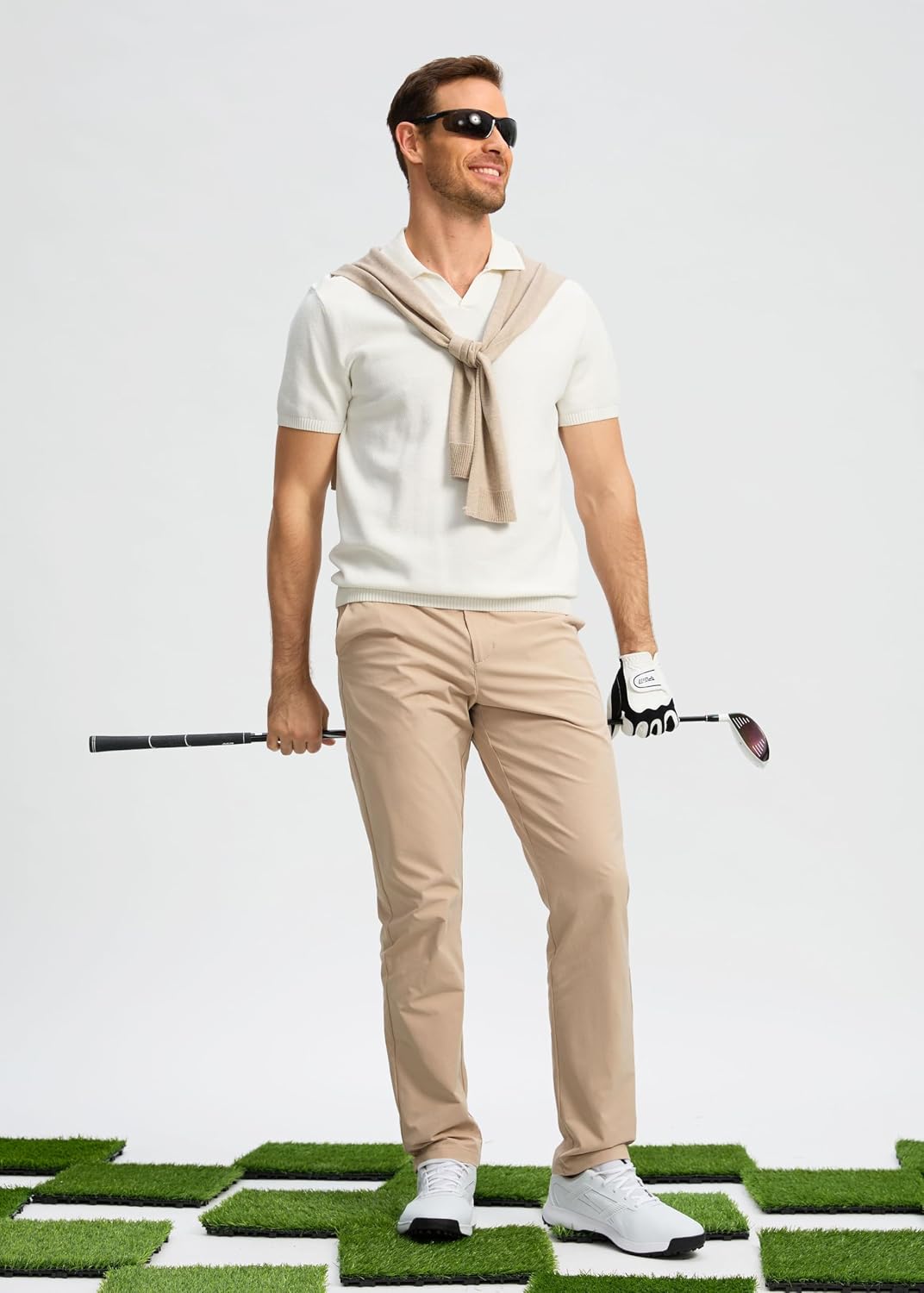 Detalle de Pudolla Men's Golf Pants Stretch - Lightweight, Quick-Dry Dress Slacks