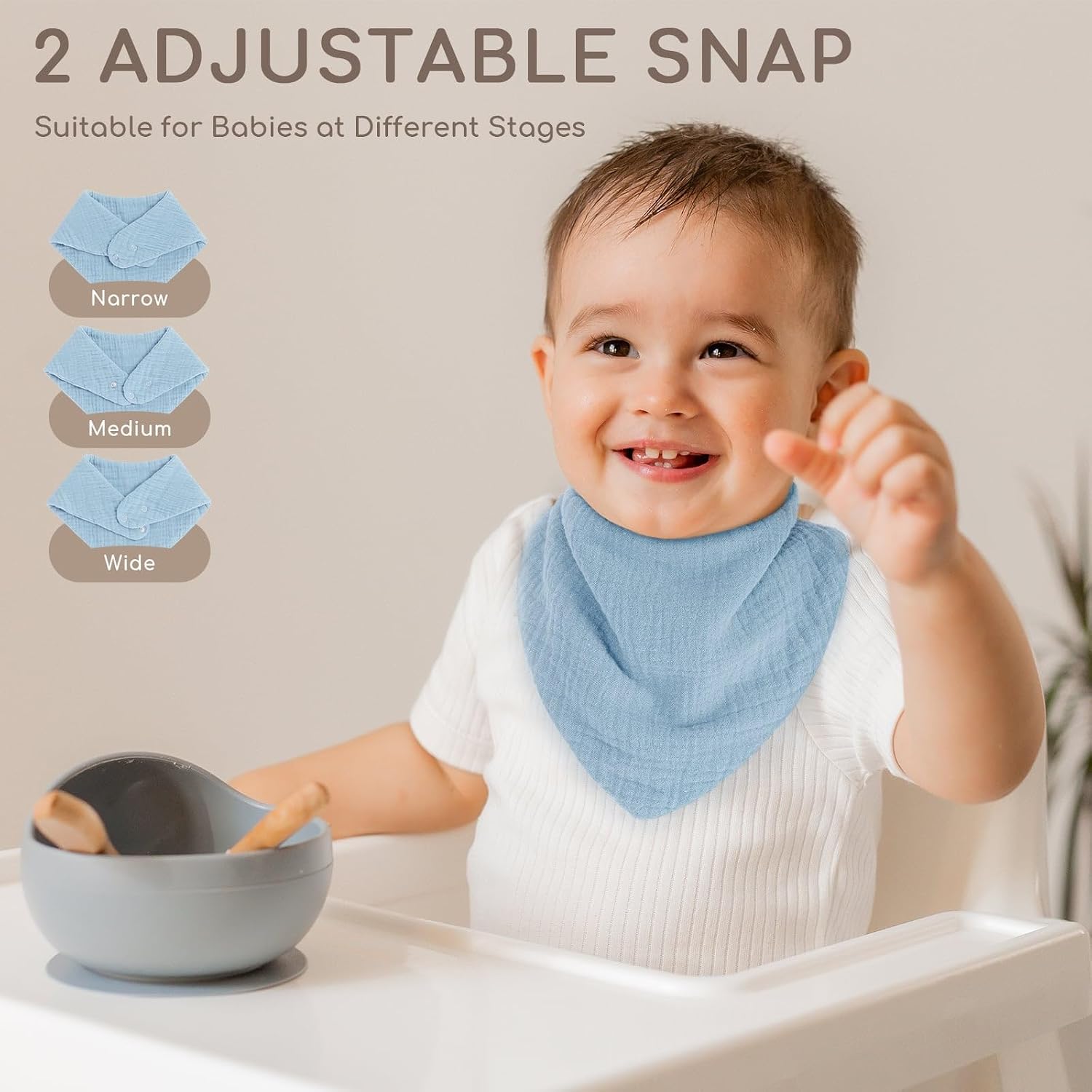 Thumbnail 3 de Yukkidds Baby Bibs 100% Muslin Cotton Dribble Bibs – 6 Pack (Blue & Green)