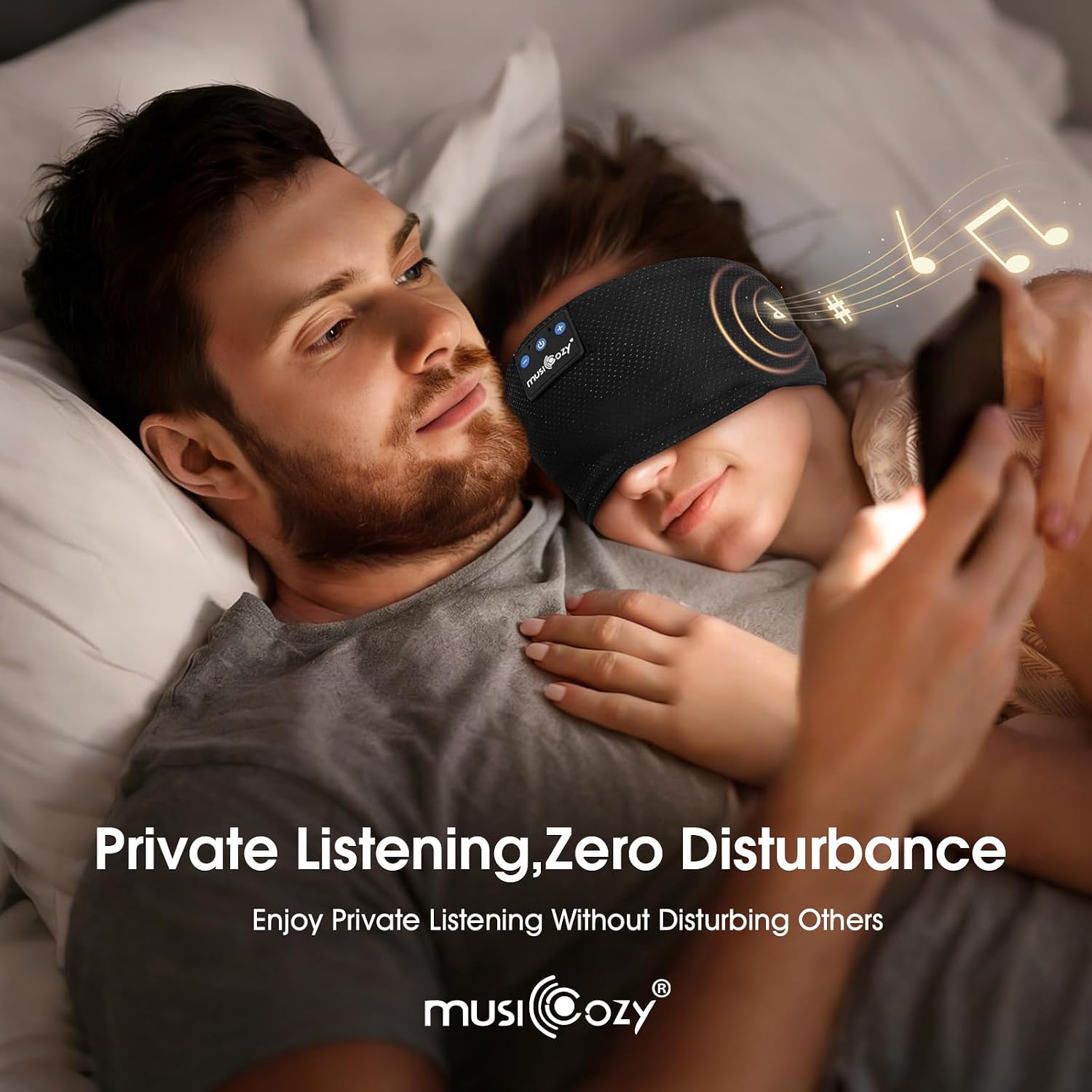 Detalle de MUSICOZY Sleep Headphones Headband for Side Sleepers – Breathable, Ultra‑Soft, 16‑Hour Wireless Comfort