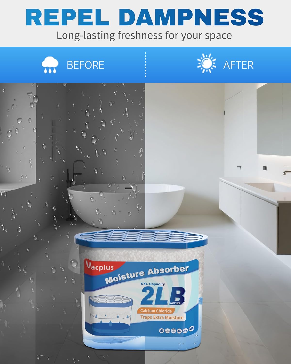 Detalle de Vacplus Moisture Absorber Buckets – Large Capacity (4-Pack)