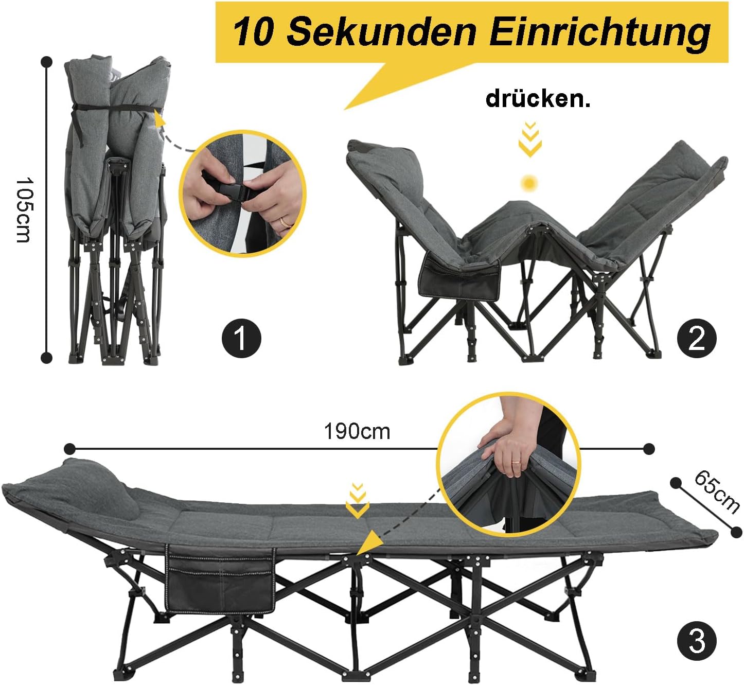 Detalle 2 de ATORPOK SHOP Campingbett klappbar 200 kg