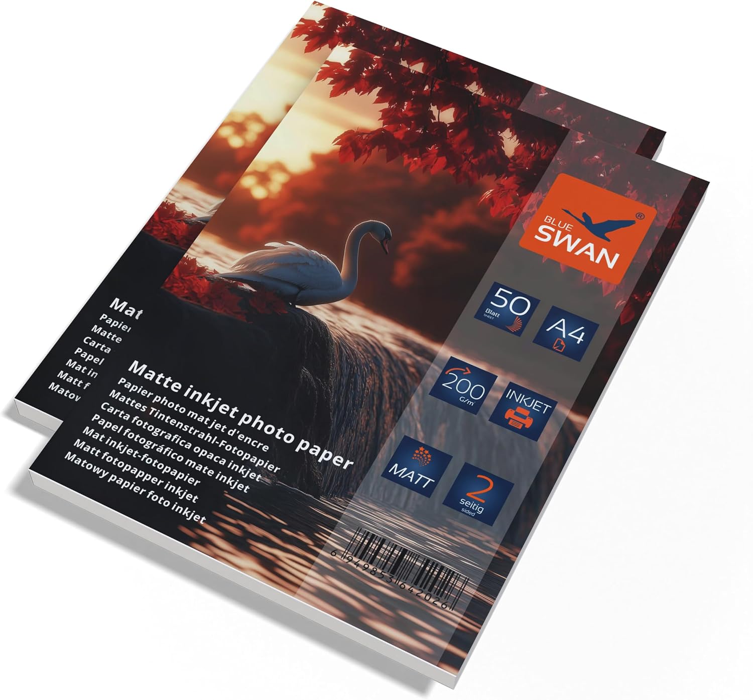 Detalle de BLUE SWAN Carta Fotografica Opaca A4 da 200 g/m², 100 fogli (2×50) per stampanti inkjet