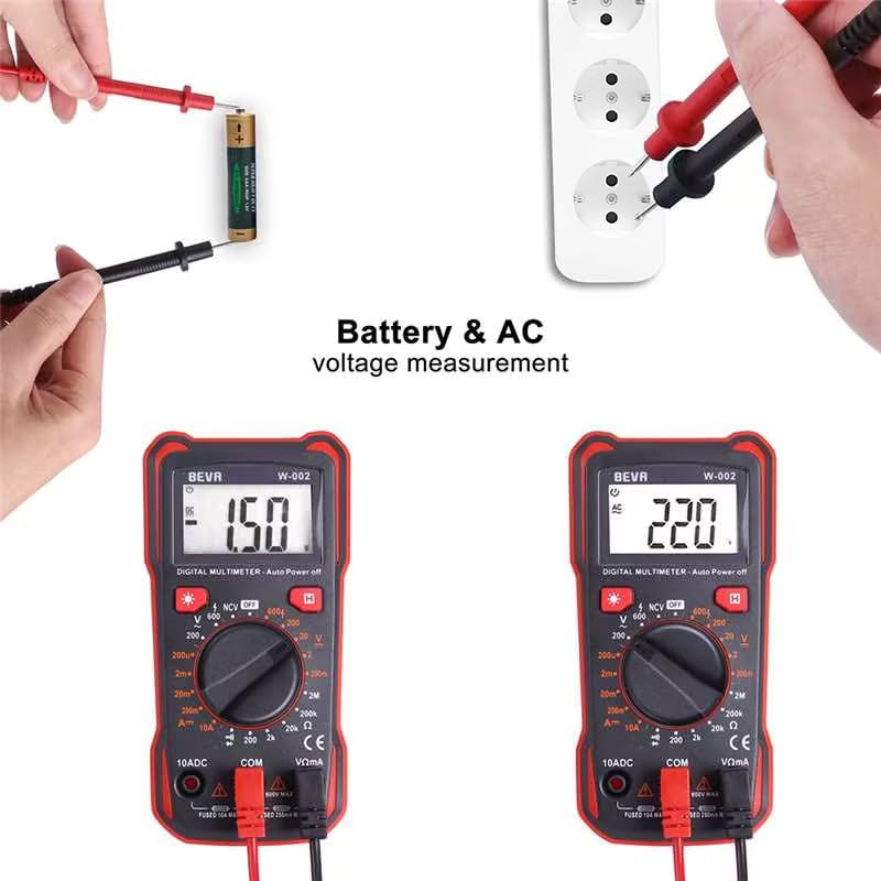 Detalle de BEVA digitale multimeter met achtergrondverlichting en temperatuurmeting tot 1.000 °C