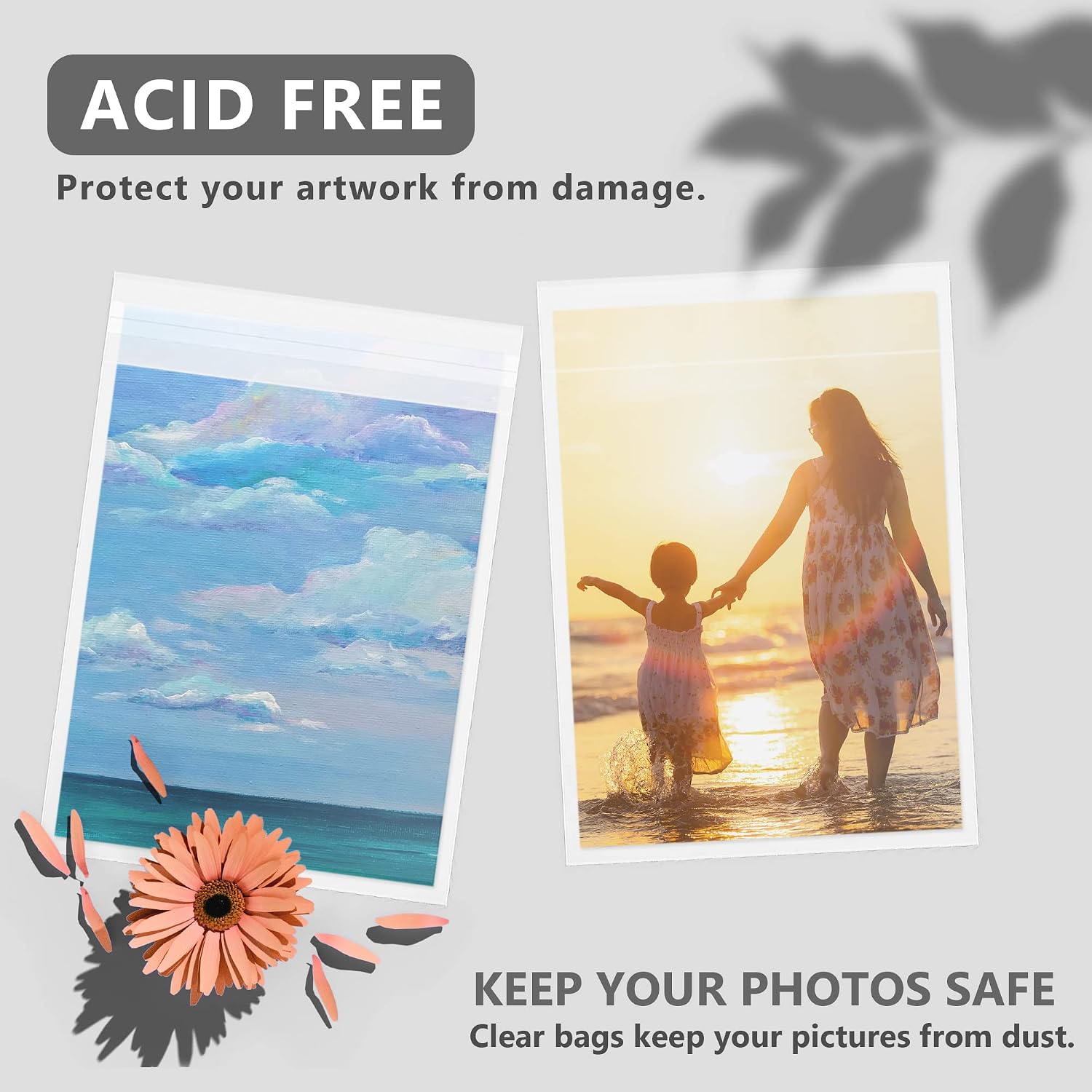 Detalle de Somime 50-Pack Acid-Free Clear Art Print Sleeves, 9 3/8" x 12 2/5