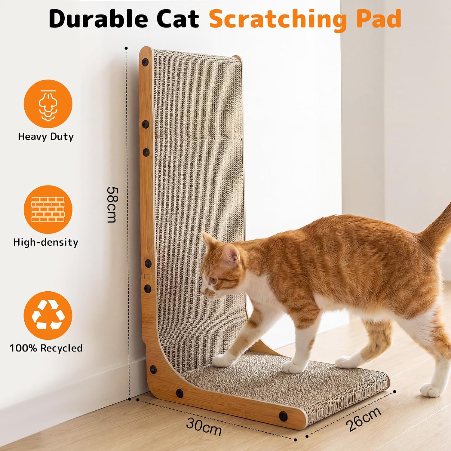 Detalle 2 de Gimars 2er Set Kratzbrett Katze 58 cm L-Form – stabiles Kratzmöbel aus Kratzpappe