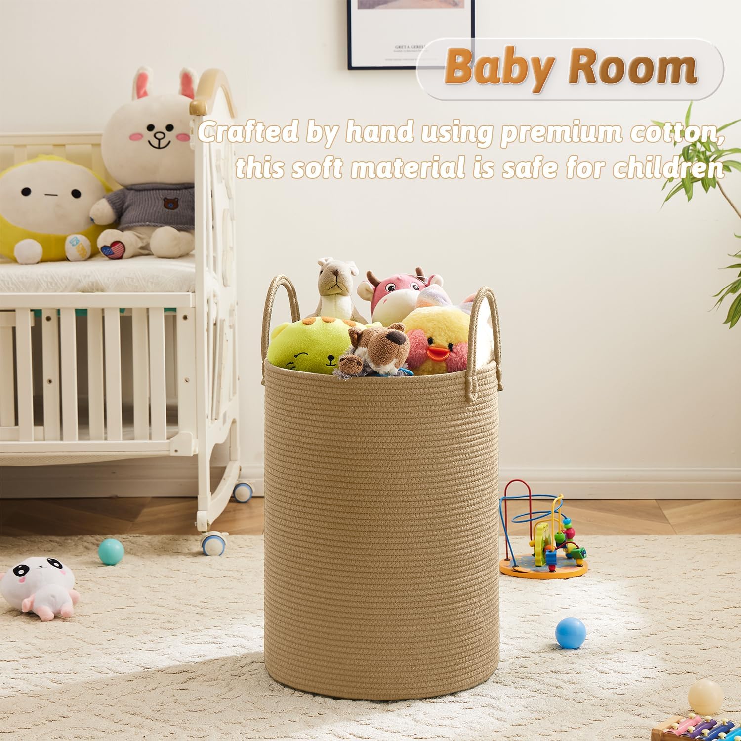 Detalle 2 de Artfeel 40L Cotton Rope Laundry Basket, Machine Washable with Reinforced Handles