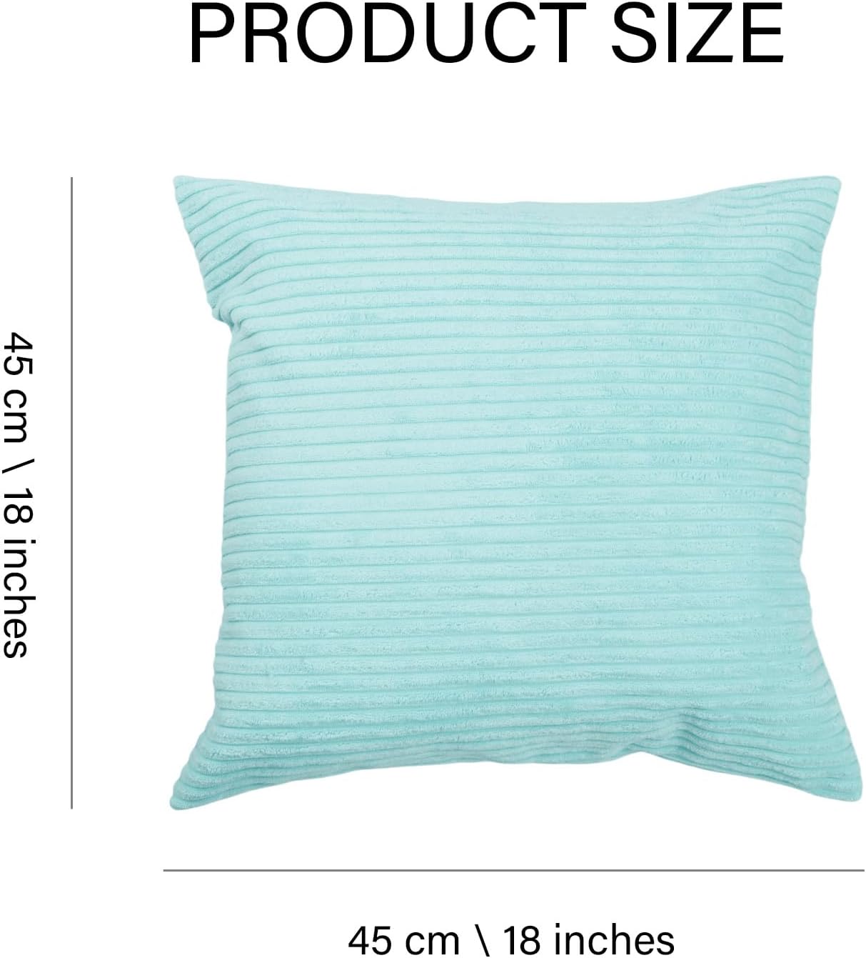 Thumbnail 5 de Betadistor Set of 2 Decorative Corduroy Cushion Covers 18x18 Inches (45cm x 45cm) in Sky Blue