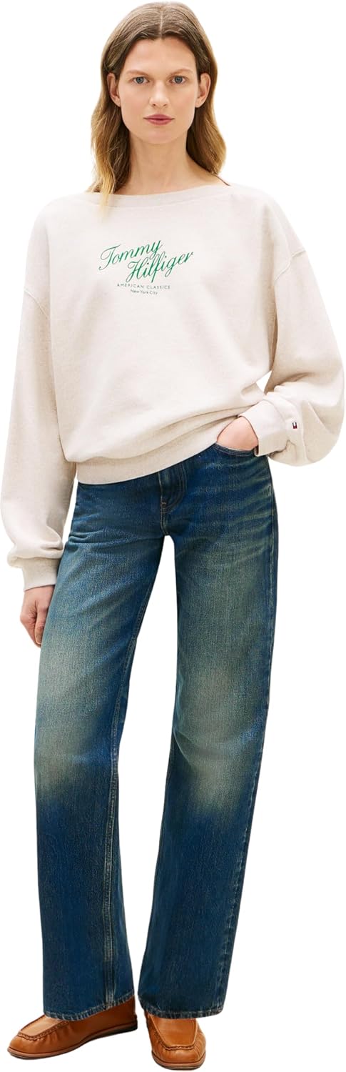 Detalle de Tommy Hilfiger Mdrn Script Terry Sweatshirt Ww0ww47846 – Felpa cotone da donna, pacco da 1