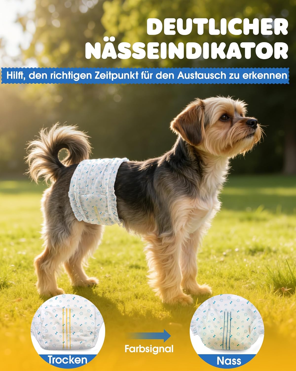 Detalle de Powools Hundewindeln für Rüden – 96 Stück, auslaufsicher & komfortabel (Small)