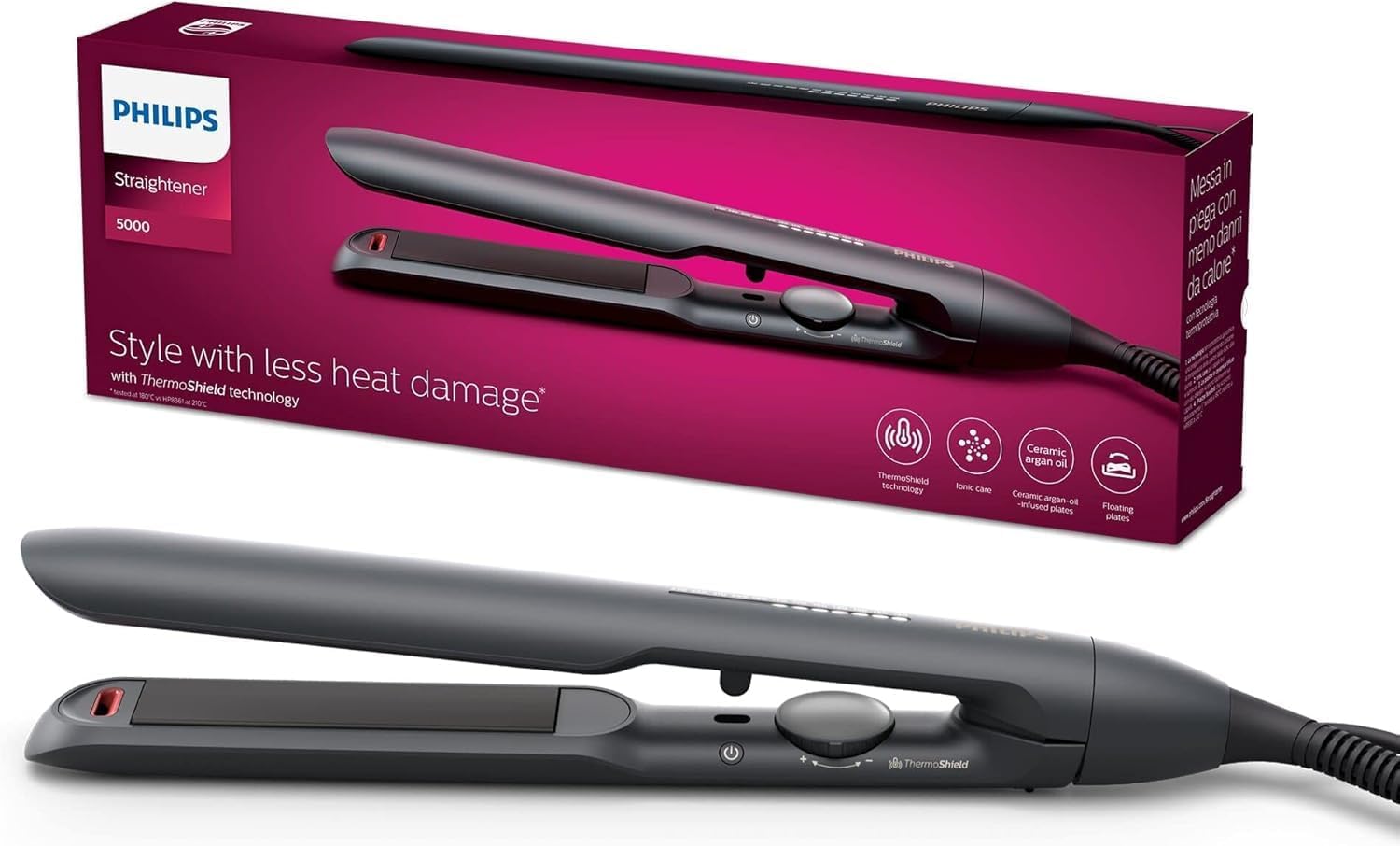 Detalle de Philips BHS510/00 Piastra capelli Serie 5000 con termoprotzione, Nero 💇♀