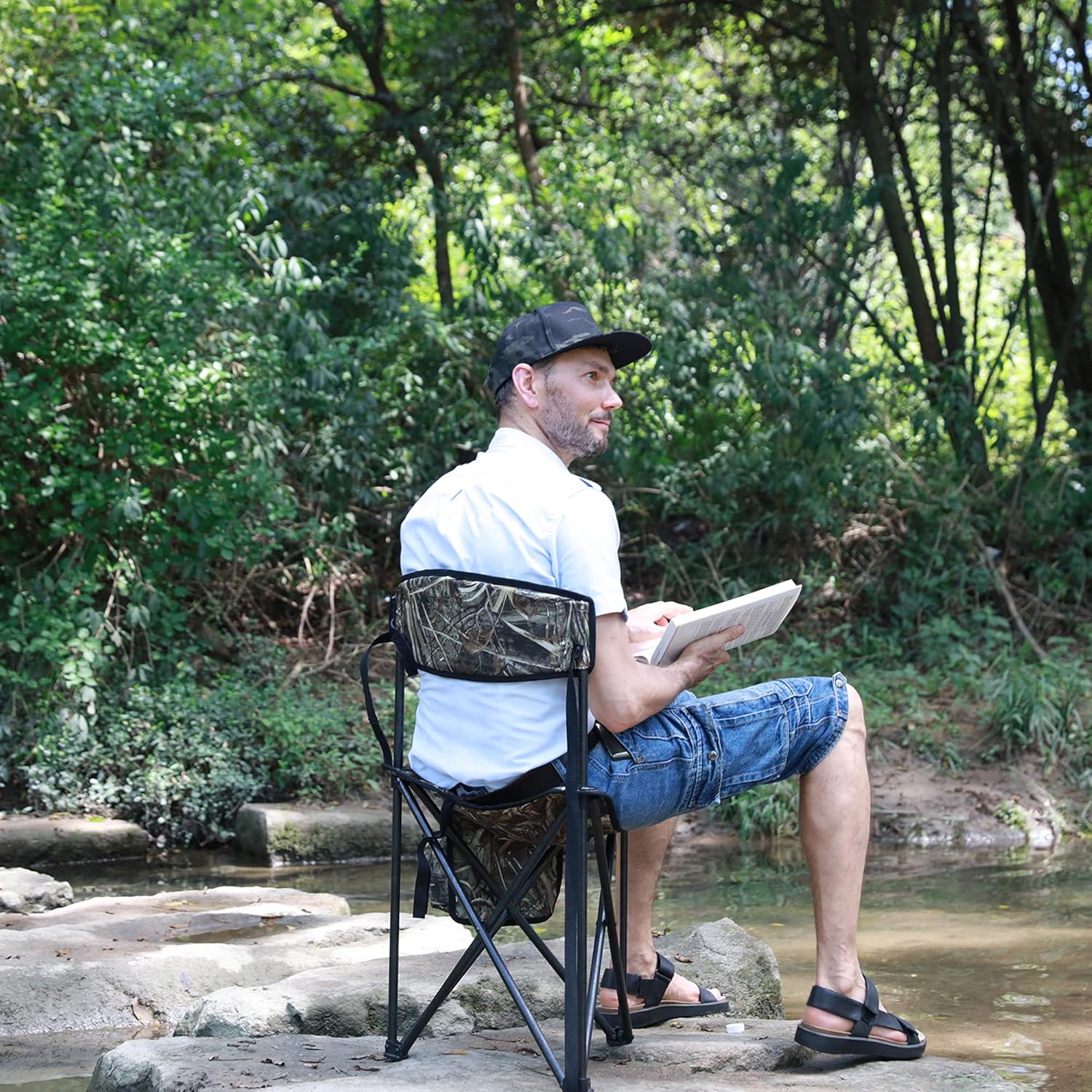 Thumbnail 1 de Portal Camping Stool Folding with Backrest – Portable, Lightweight Seat for Outdoors