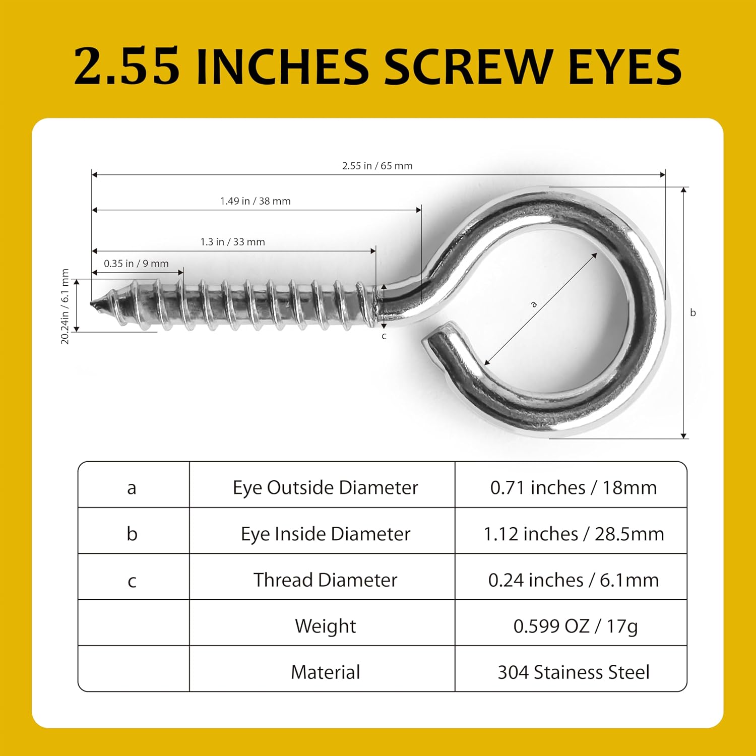 Detalle 2 de HXLPAY Eye Hooks in 304 Stainless Steel