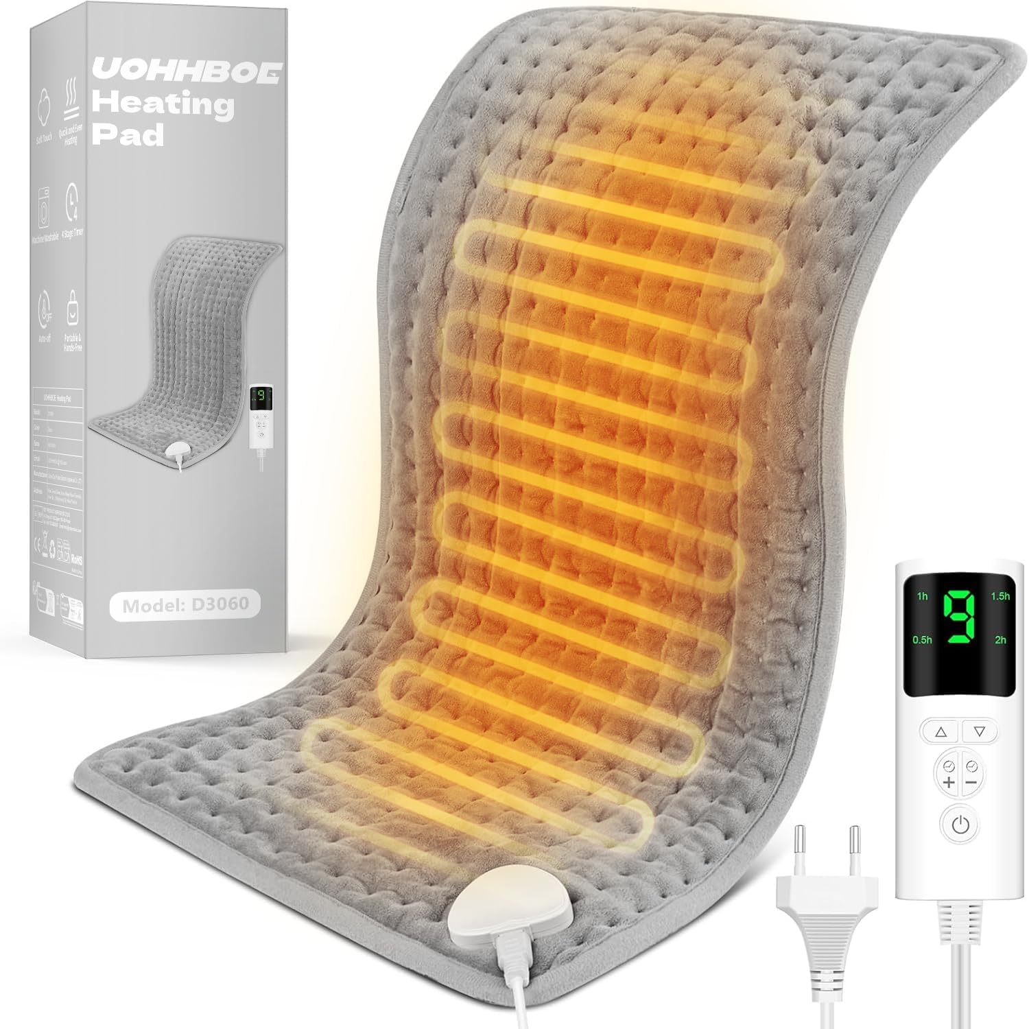 Detalle de UOHHBOE Heizkissen 75W (60×30 cm) mit PTC-Schnellheizung, 9 Temperaturstufen & 4-Stunden-Timer