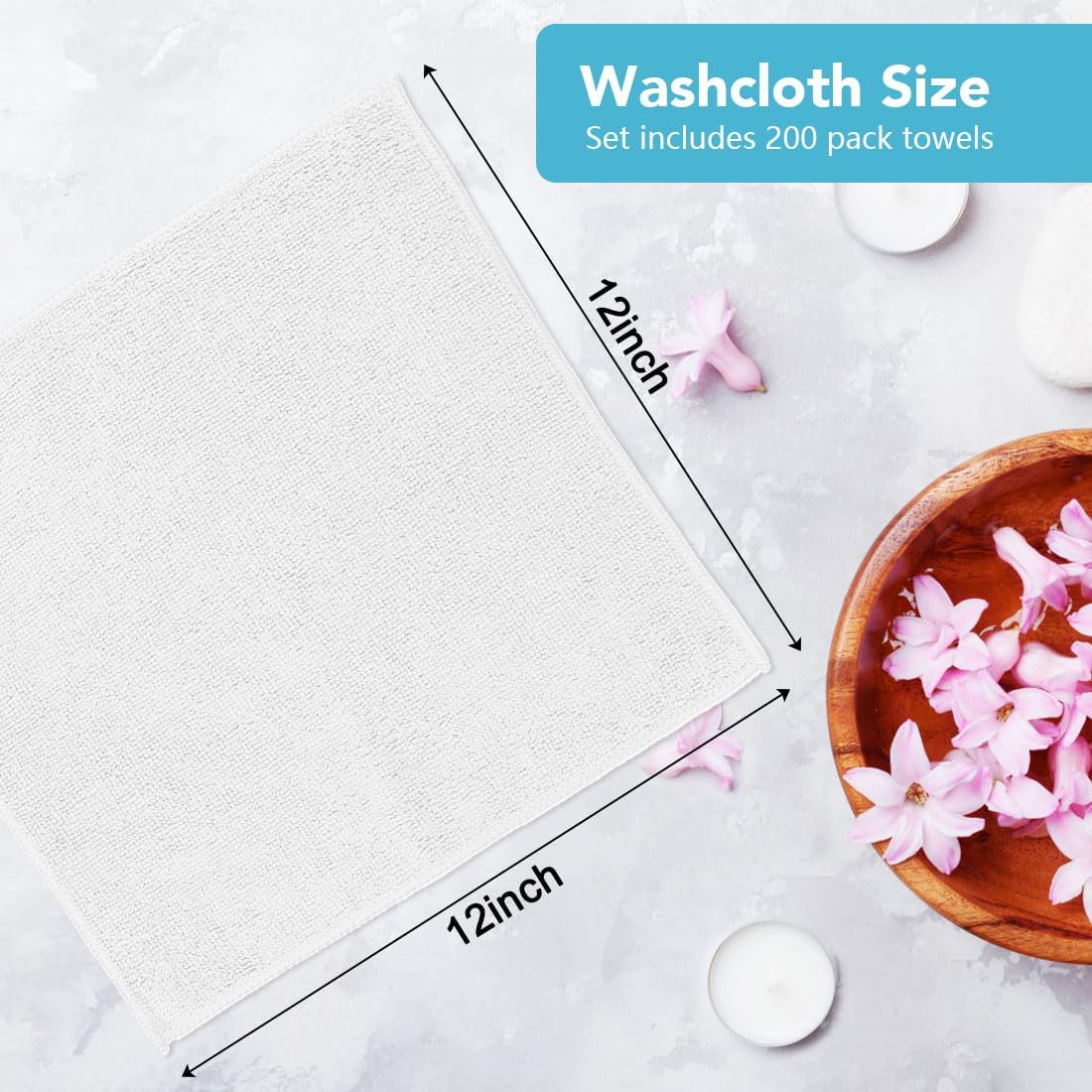 Detalle de Orighty Washcloths Bulk (200 Pack): Ultra-Absorbent Microfiber Face Towels, 12x12 Inches
