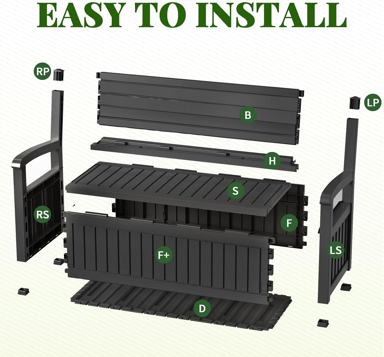 Detalle 2 de KFY Outdoor Storage Bench, 120 Gallon