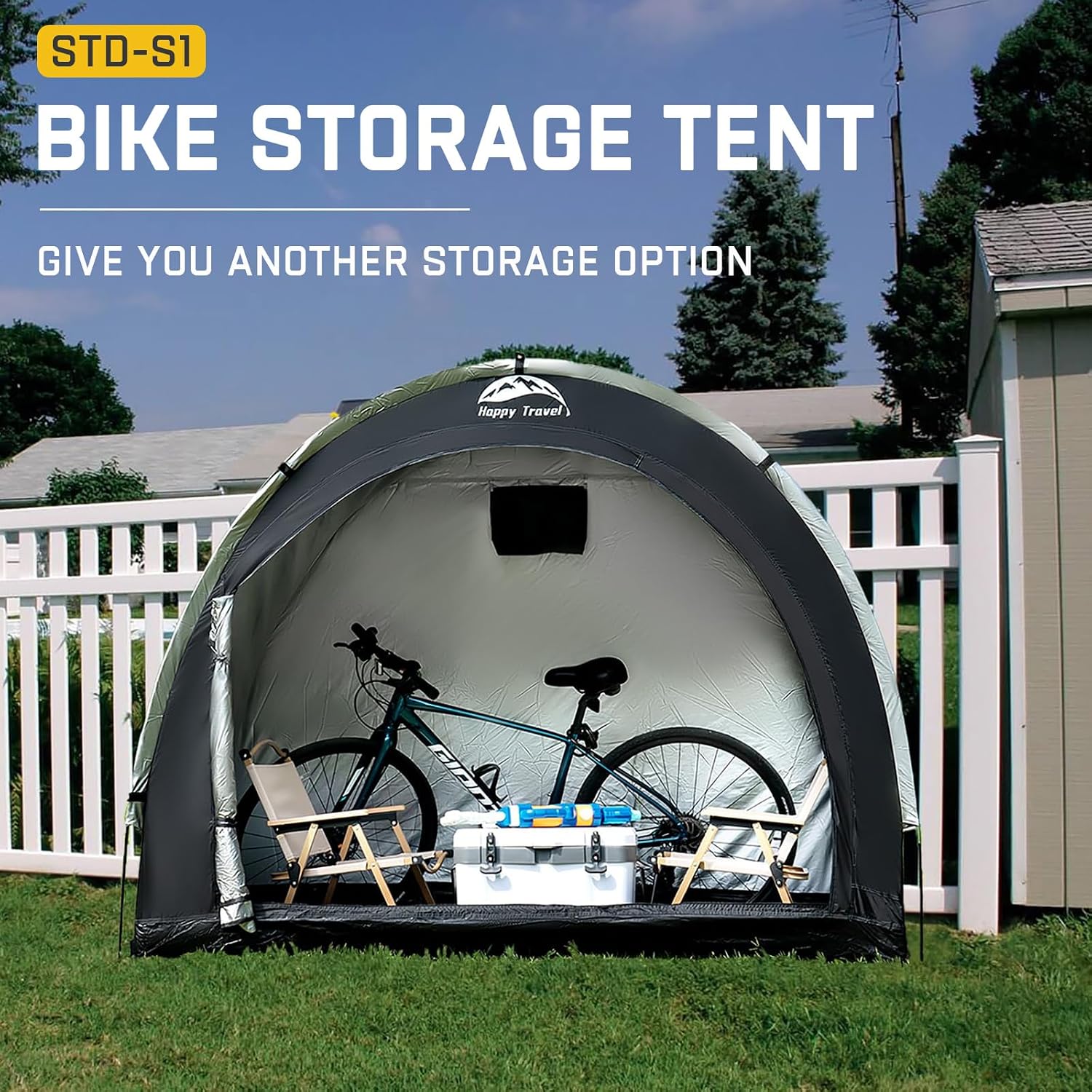 Thumbnail 6 de HAPPY TRAVEL XL for 2 or 3 Bikes-Black Bike Storage Tent, Waterproof 210D Oxford
