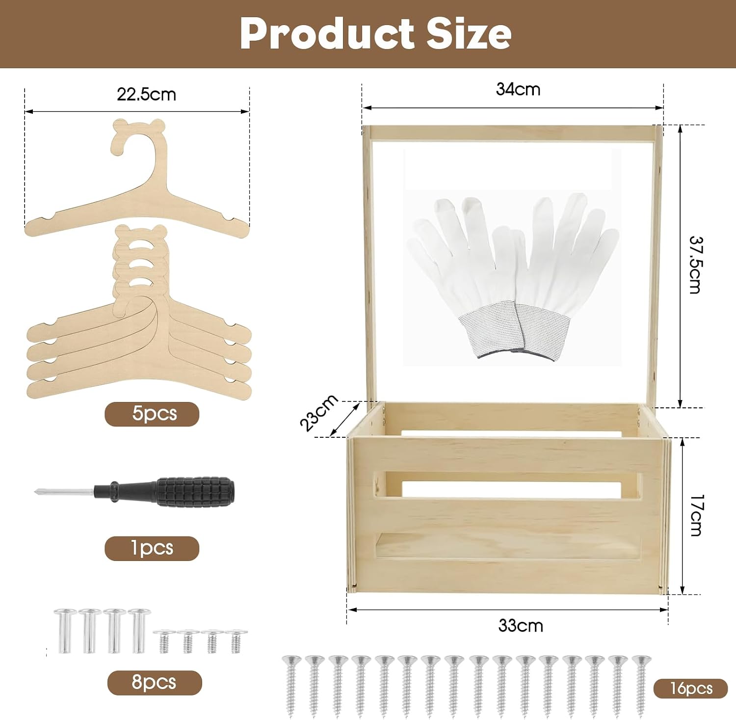 Detalle 2 de Yeqqzq Wooden Baby Crate 34x23x17cm