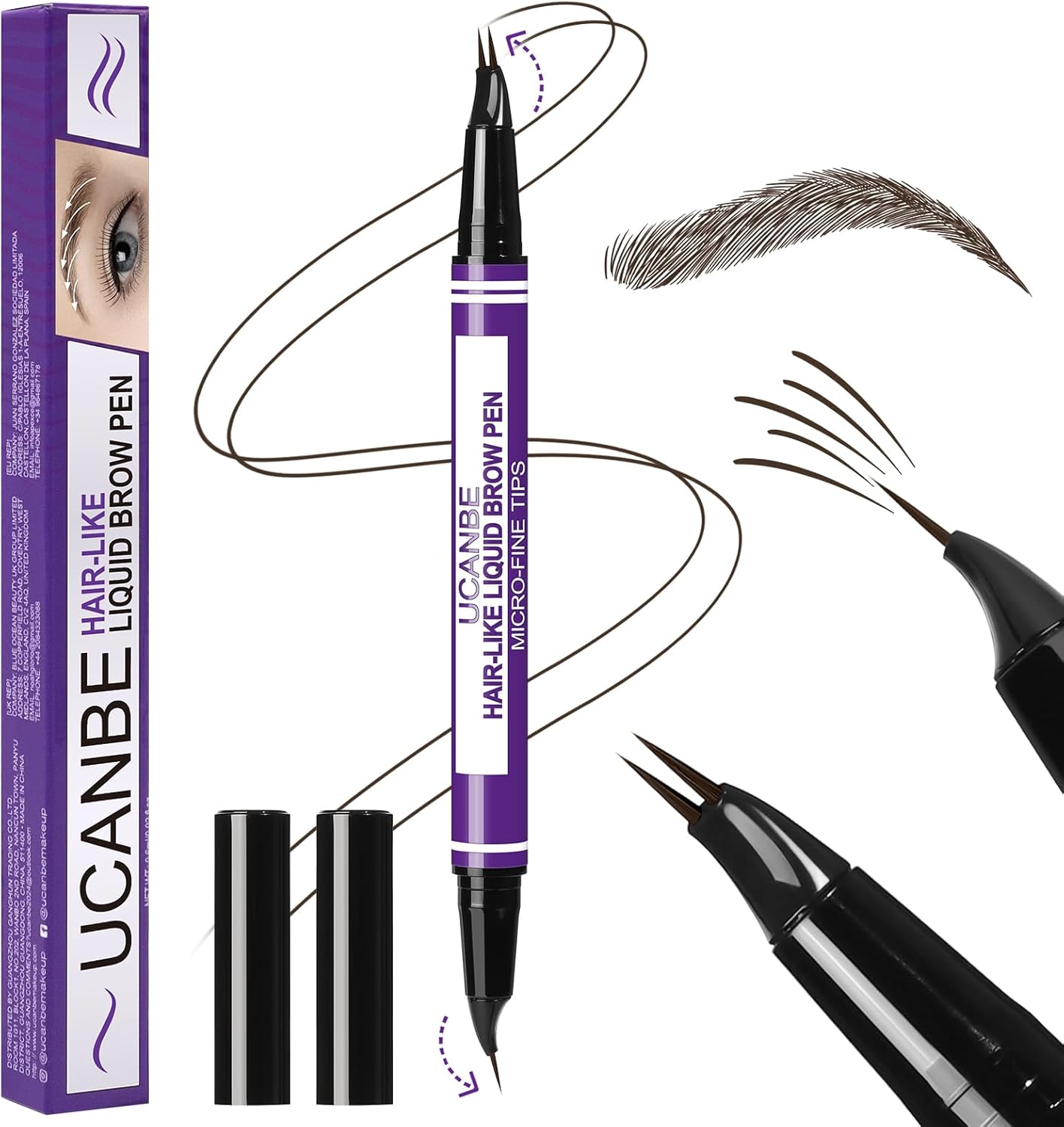 Detalle de UCANBE Crayon Sourcils 2-en-1 Effet Microblading - Brun noirâtre