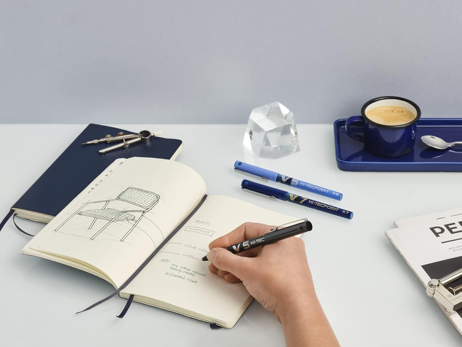Thumbnail 6 de PILOT V5 Liquid Ink Rollerball Set – 4 x Blue 0.5mm Fine Tip