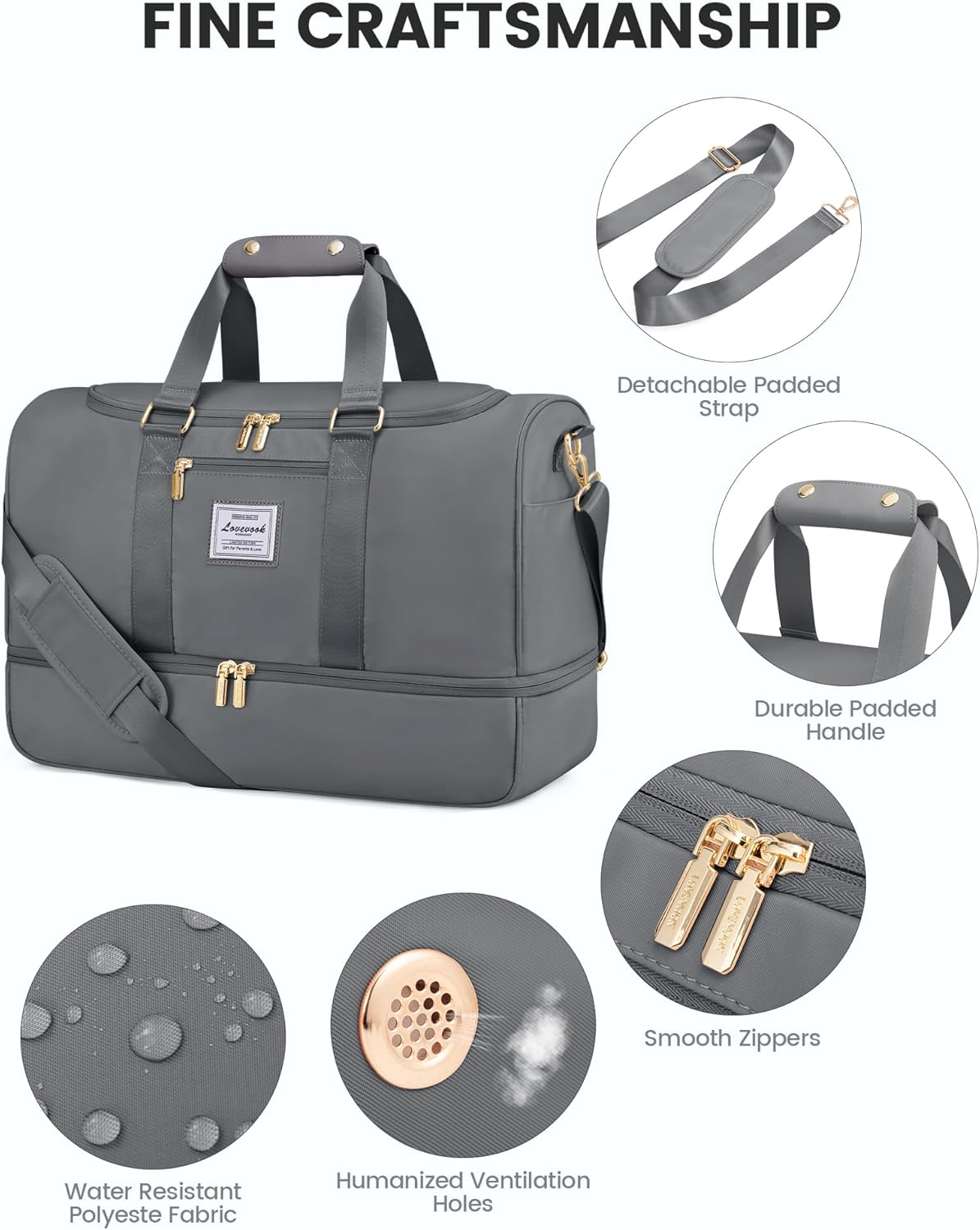 Detalle 2 de LOVEVOOK Sporttasche Reisetasche Damen 35-40L