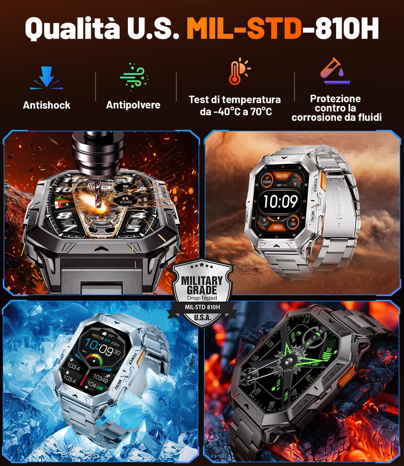 Thumbnail 6 de LIGE Smartwatch Militare Uomo 1000mAh