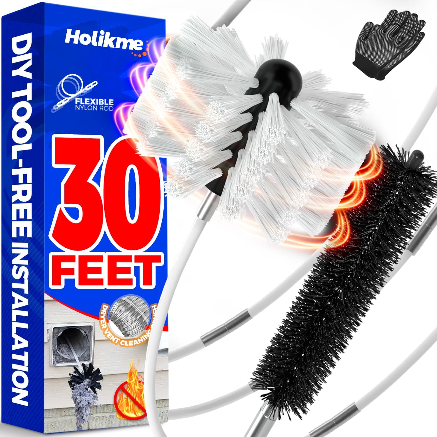 Thumbnail 5 de Holikme 30 Feet Dryer Vent Cleaner Kit