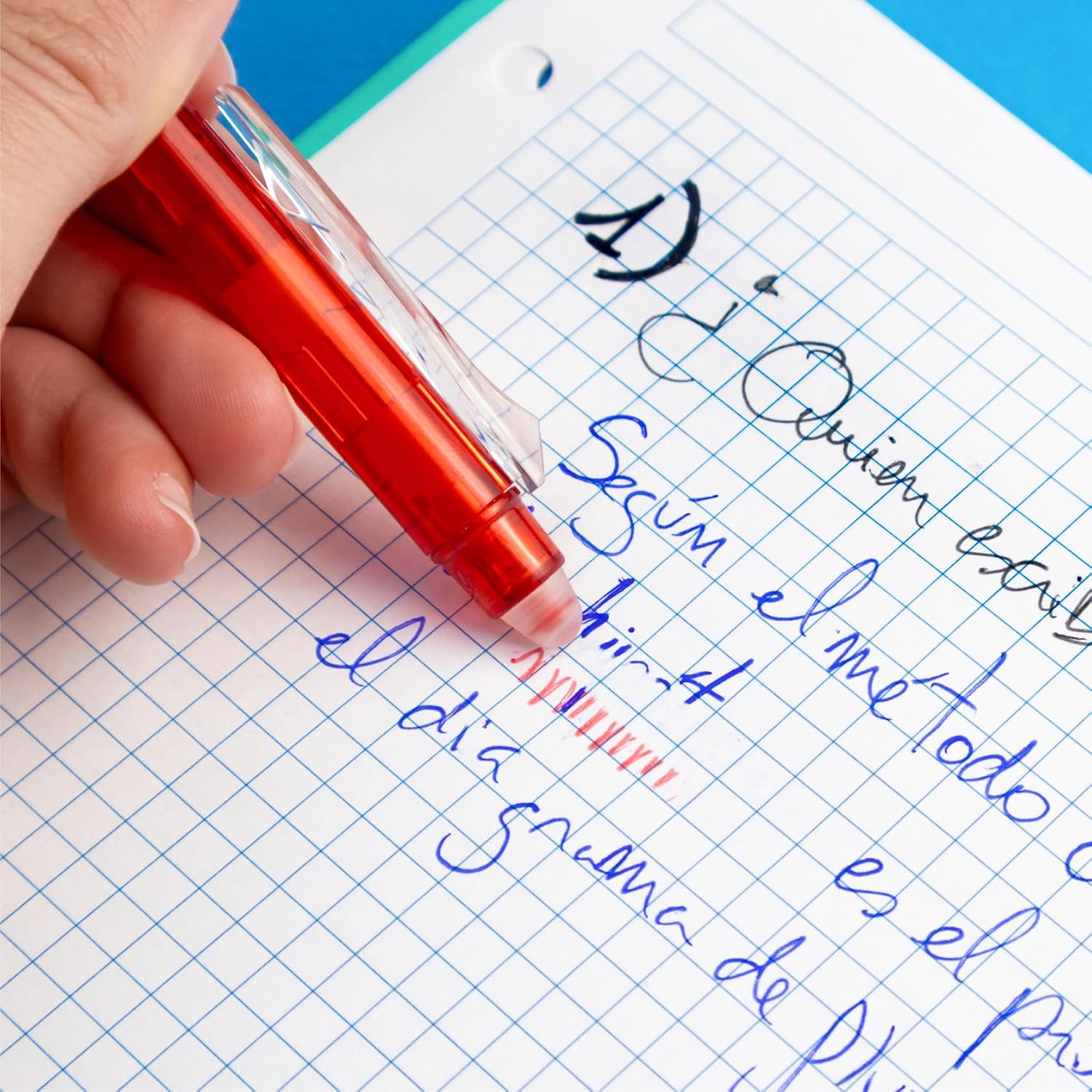 Detalle 2 de RAYLU PAPER® Penne cancellabili retrattili 3 pezzi, inchiostro ibrido nero, tratto 0,7 mm, punta 1 mm