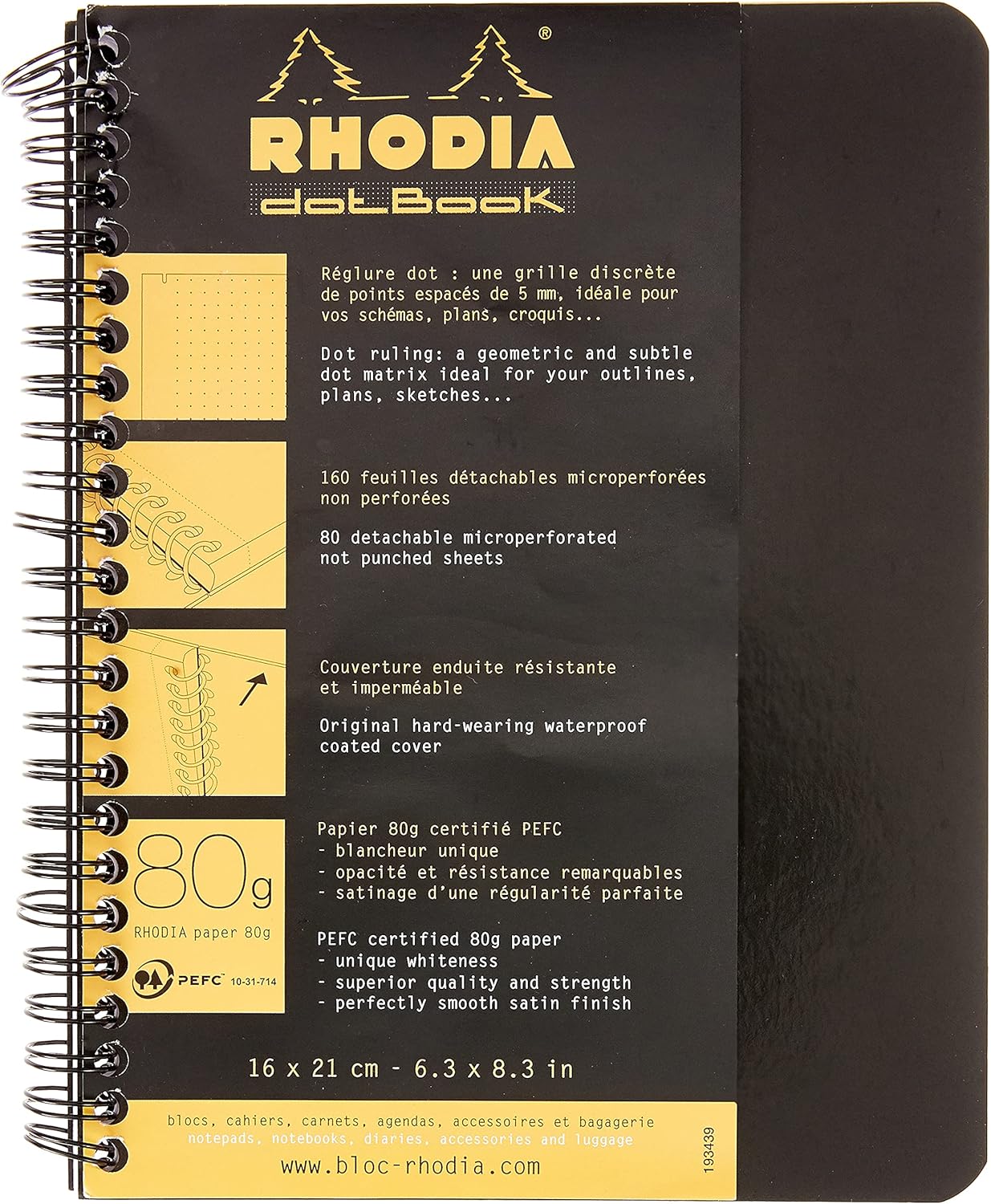 Thumbnail 5 de RHODIA 193439Cpack Cahier à Spirale Noir A5+ dot-grid, Lot de 5 — 160 pages détachables