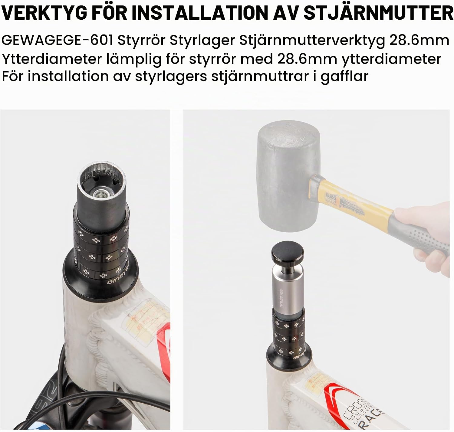Detalle 2 de GEWAGE stjärnmutterverktyg för 1–1/8-tums Ahead-gafflar i värmebehandlat stål