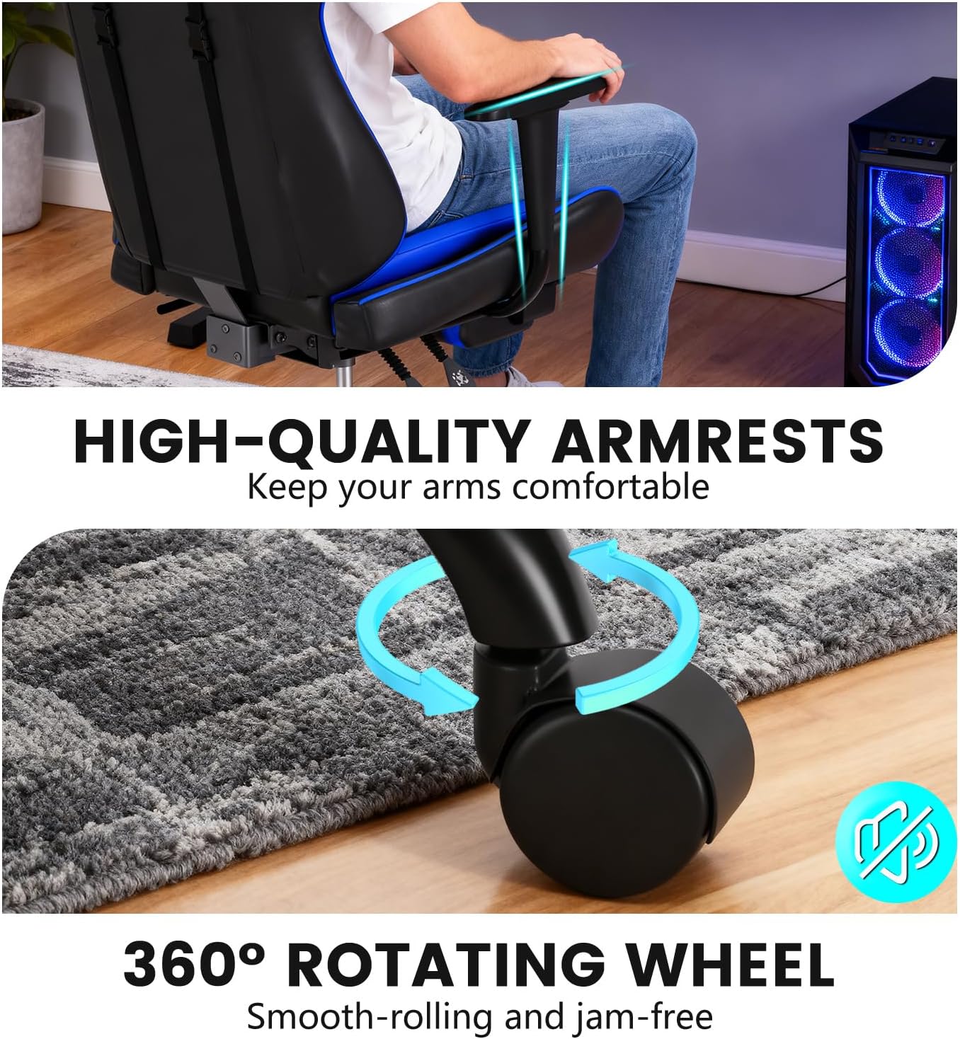 Detalle 2 de BestOffice Ergonomic Gaming Chair, 250 lb Capacity