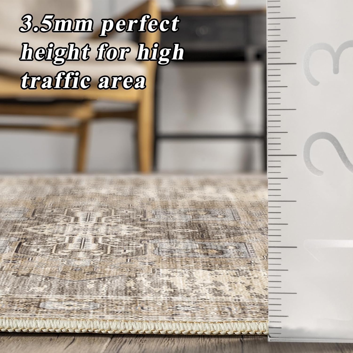 Thumbnail 6 de RUUGME Soft 11x11 Beige Area Rug (Stain Resistant, Washable) with Non-Slip Backing