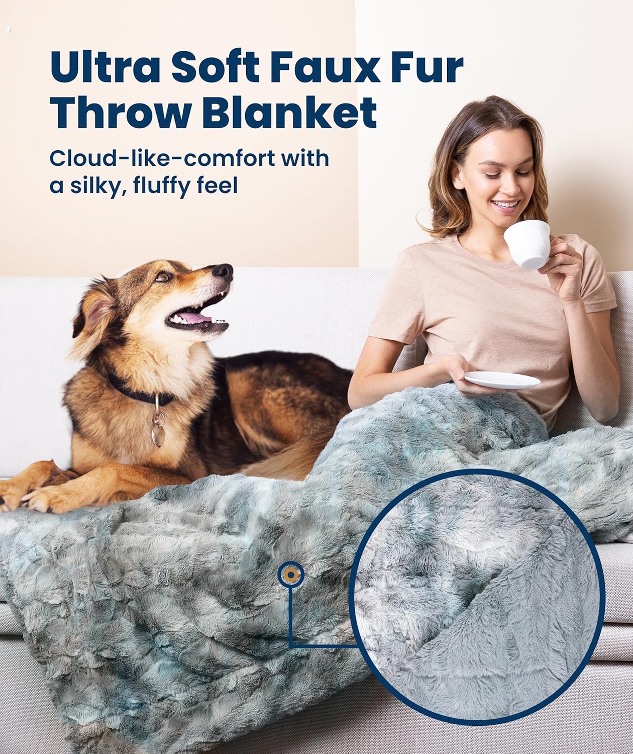 Thumbnail 2 de Everlasting Comfort Arctic Blue Faux Fur Throw Blanket (50"x65")