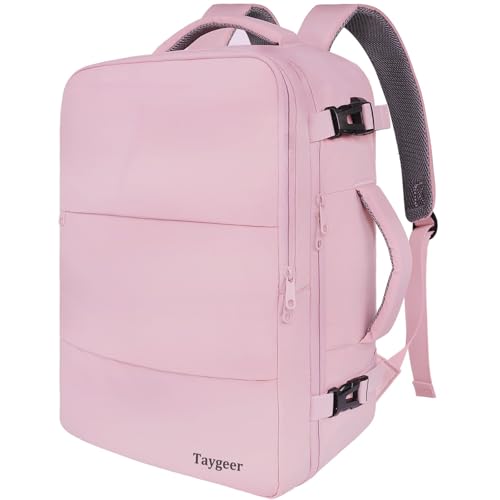 Detalle de Taygeer mochila de viaje 40x20x30 cm, rosa loto, con zapatero