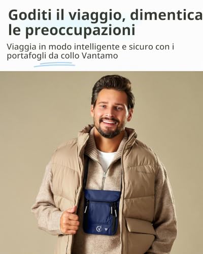 Thumbnail 5 de Vantamo Porta passaporto sottile con protezione RFID – Portafoglio da viaggio a collo
