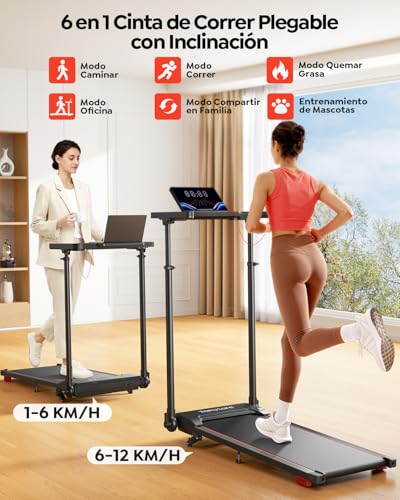 Detalle de Toputure 6 en 1 Cinta de Correr Plegable: rendimiento para hogar y oficina con inclinación, app y pantalla LED