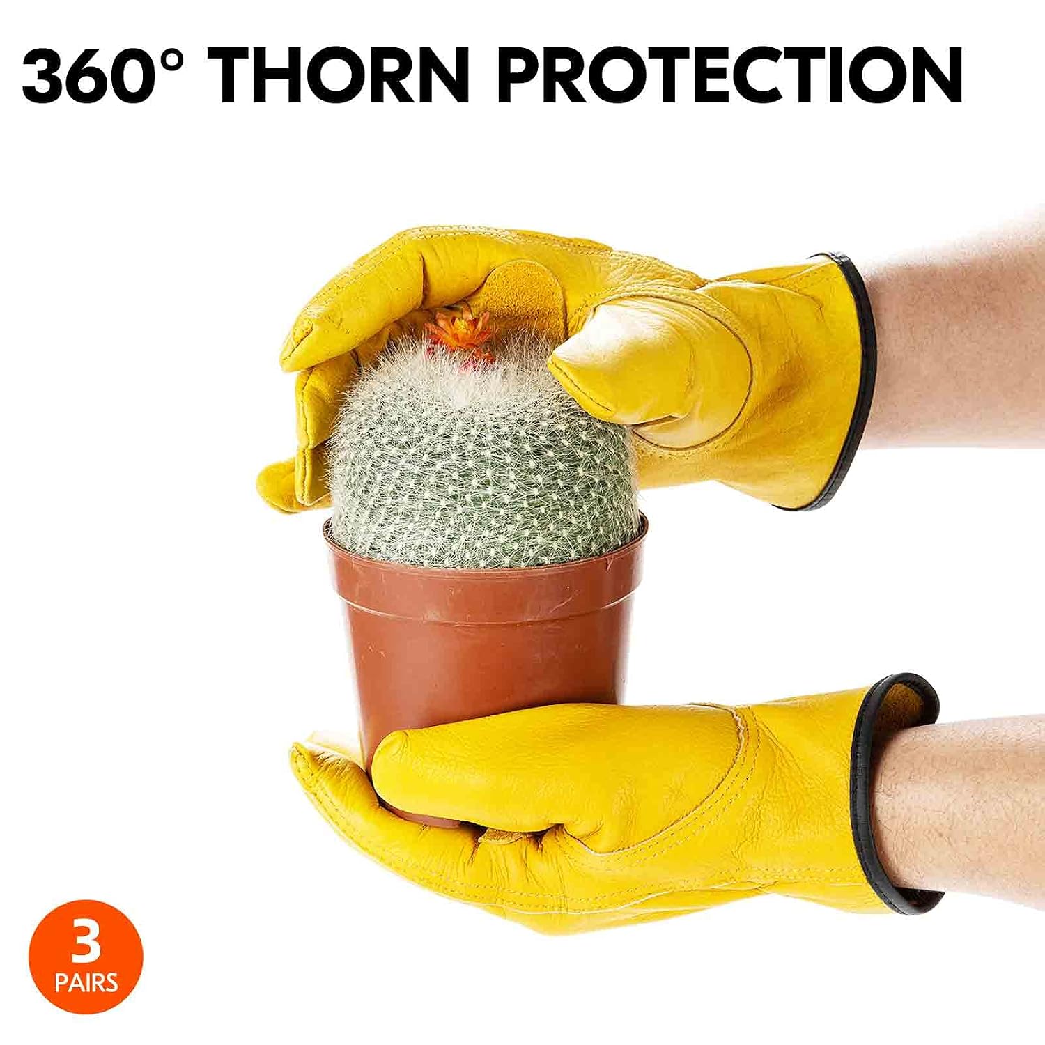 Thumbnail 3 de Vgo Gardening Gloves: Thornproof Cowhide Large, 3 Pairs