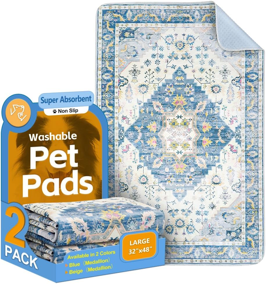 Detalle de Uligota washable pee pads for dogs – 2 pack reusable training pads (122x81cm)